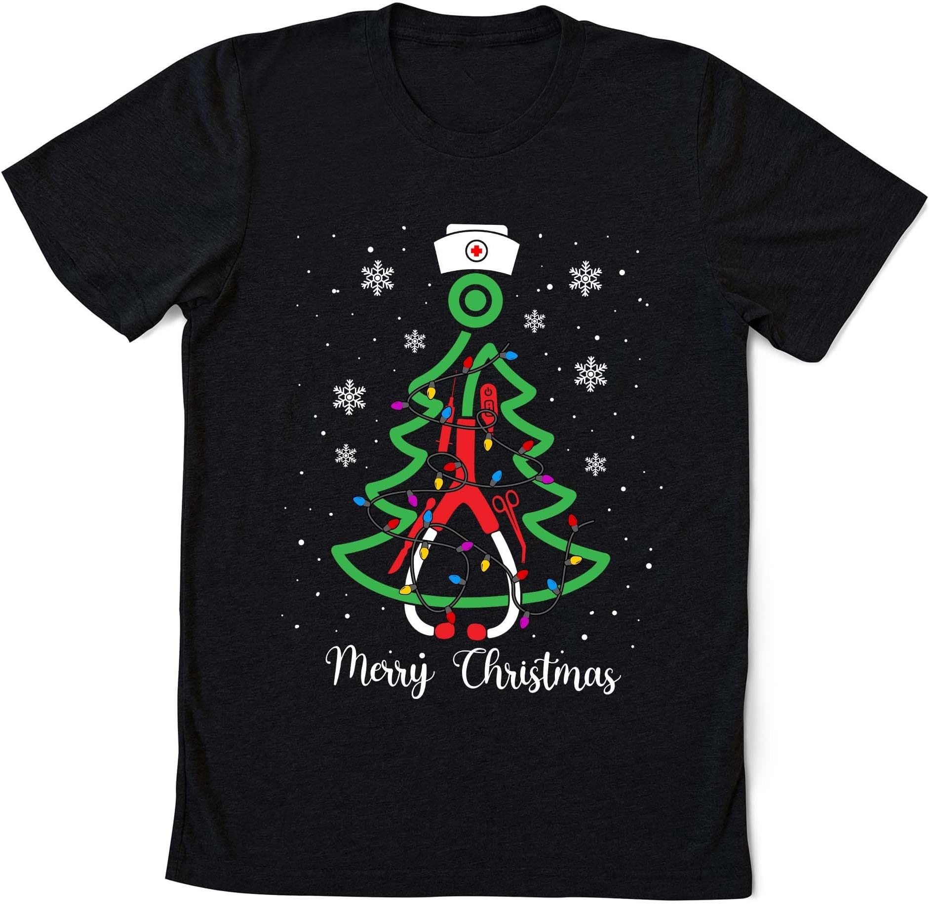 Merry Christmas Nurse Stethoscope Tree Shirt, Nurse Christmas Tree Shirt, Nurse Lover Shirt, Nursing for Nurses