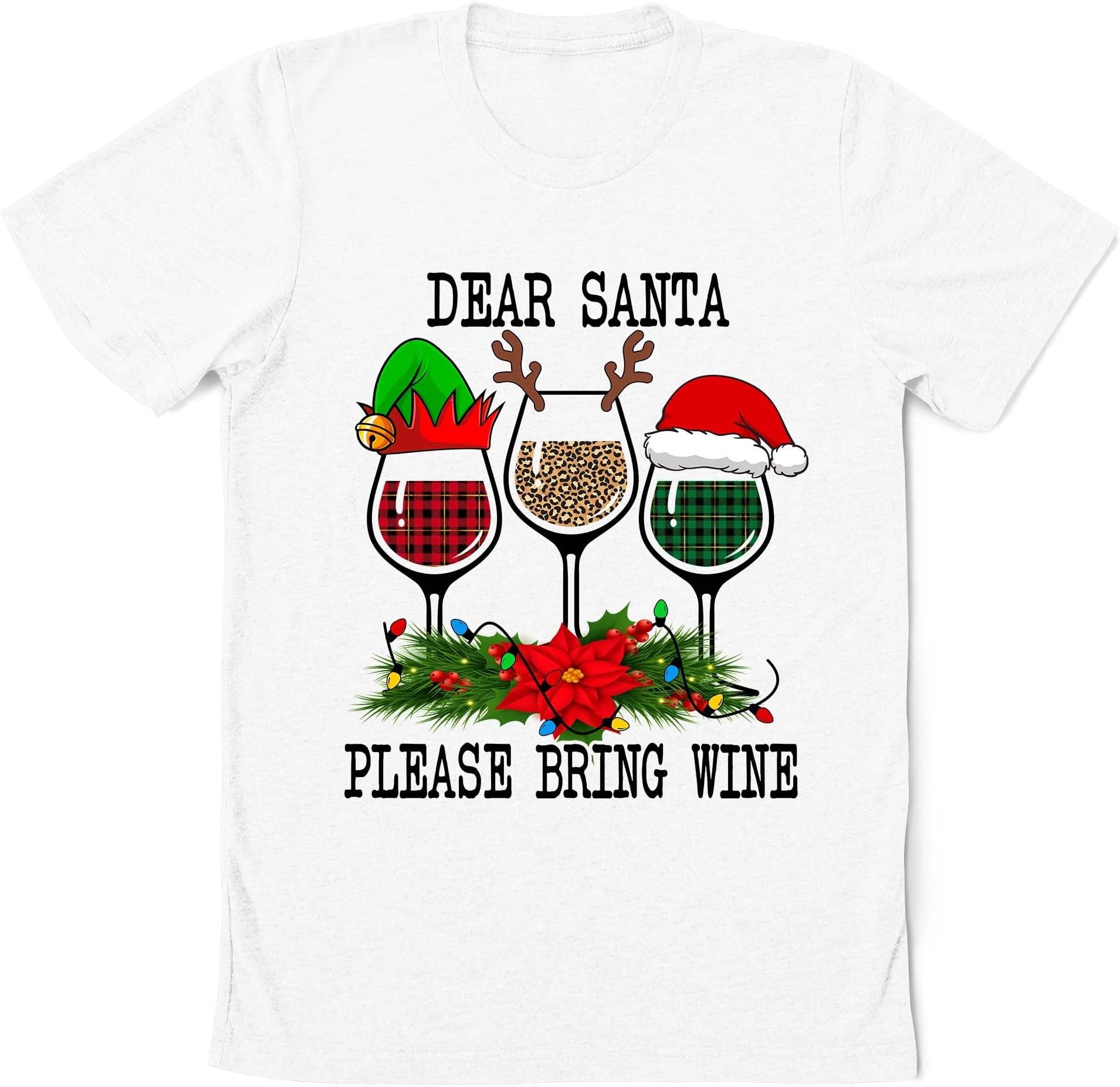 Dear Santa Please Bring Wine Shirt, Wine Christmas Shirt, Merry Winemas Shirt, Wine Lovers, Christmas Alcohol Shirt, Christmas Party Shirt