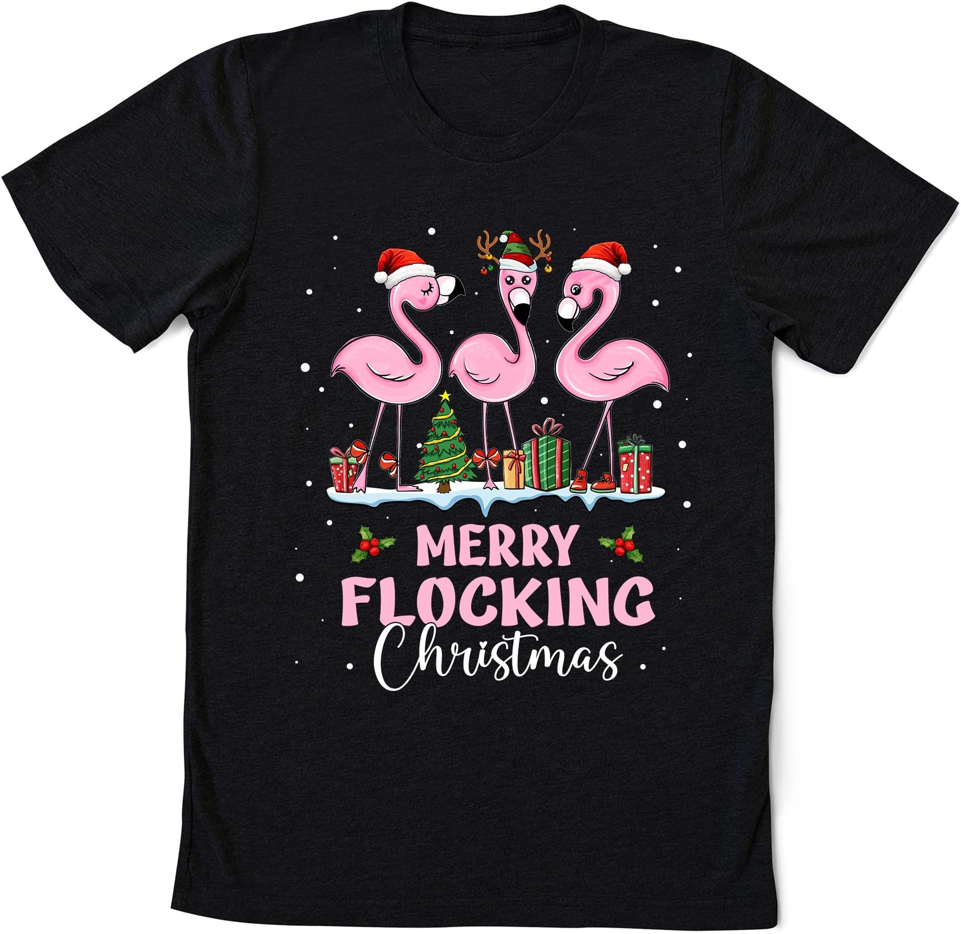 Flamingo Merry Flocking Christmas Sweatshirt, Cute Christmas Flamingo Shirt, Flamingo Lover Shirt, Flamingo Shirt