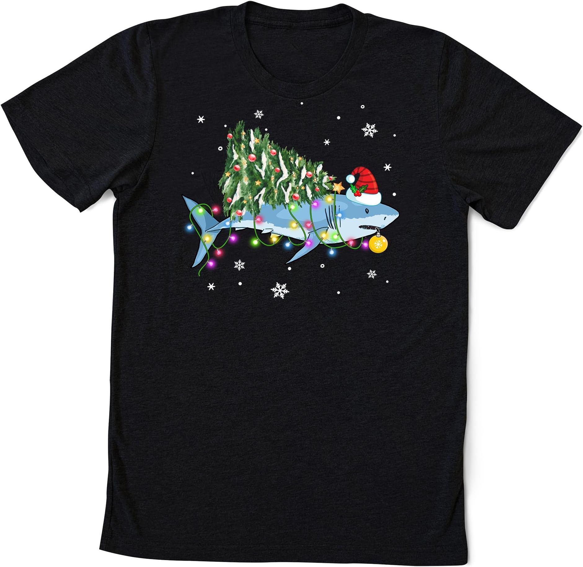 Shark Fish Xmas Lighting Tree Shirt, Merry Sharkmas Shirt Funny Shark Christmas Shirt, Shark Christmas Tree Shirt