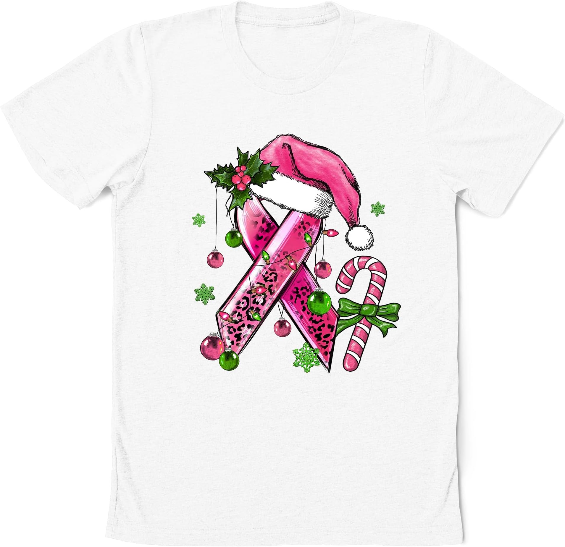 Pink Ribbon Santa Hat Breast Cancer Awareness Shirt, Pink Christmas Shirt, Pink Warrior Shirt, Breast Cancer Supporter Shirt