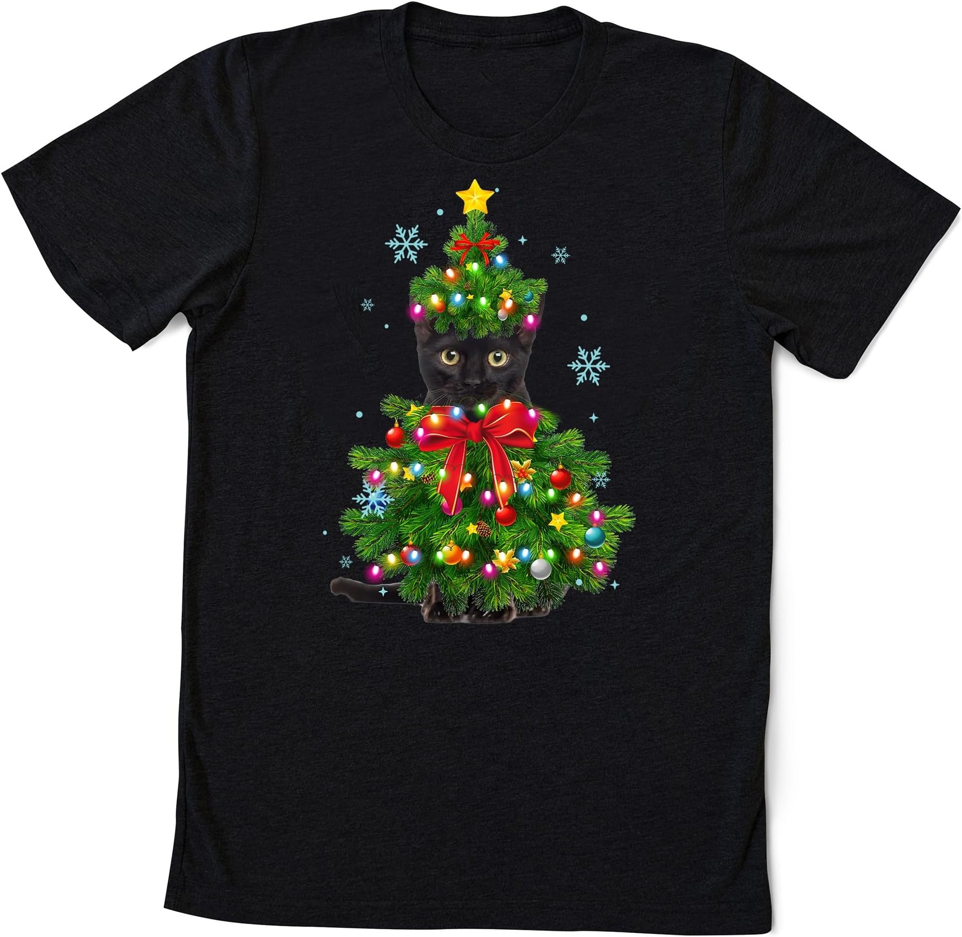 Cat Christmas Tree Sweater, Christmas Cat Shirt, Black Cat Christmas Shirt, Cat Lover Gift, Cat Mom Tshirt, Xmas Tee