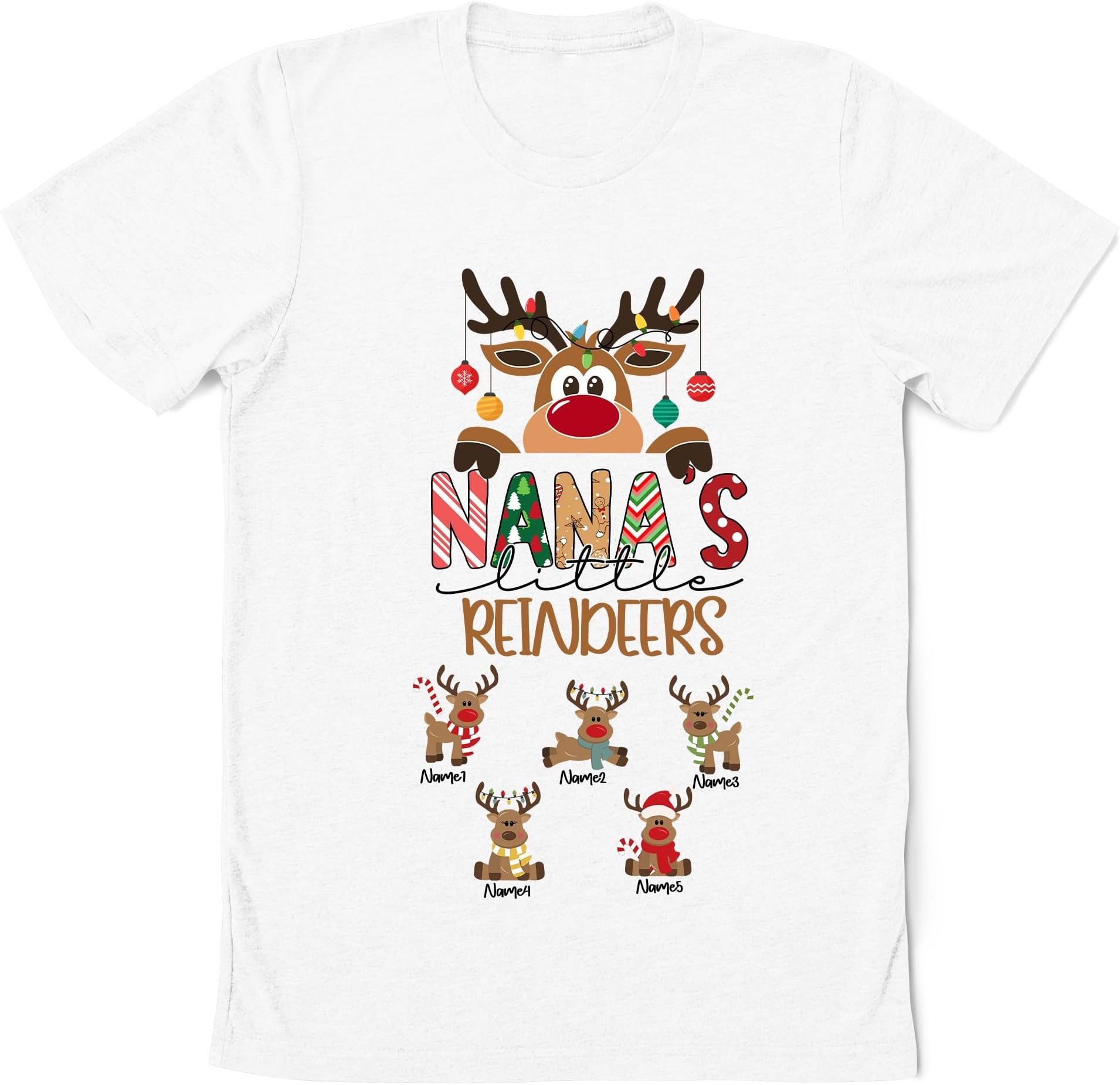 Personalized Nana's Little Reindeers Shirt, Grandma Christmas Shirts, Gift for Grandma & Mom, Funny Christmas Shirt for Grandma