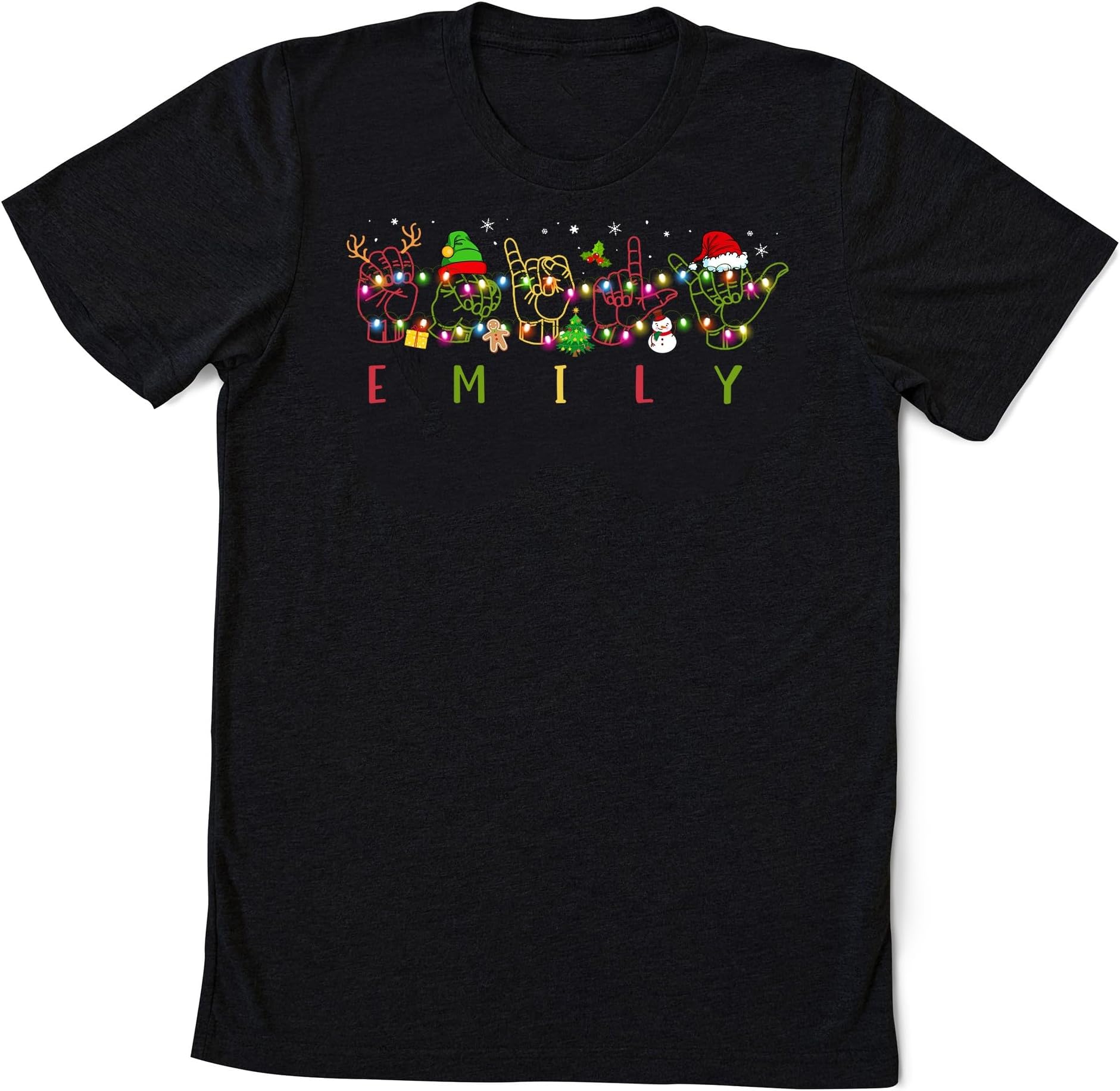 Merry Christmas ASL Shirt, Personalized Sign Language Shirt, Custom Name Hand Sign Language T-Shirt, Custom ASL Christmas Shirt
