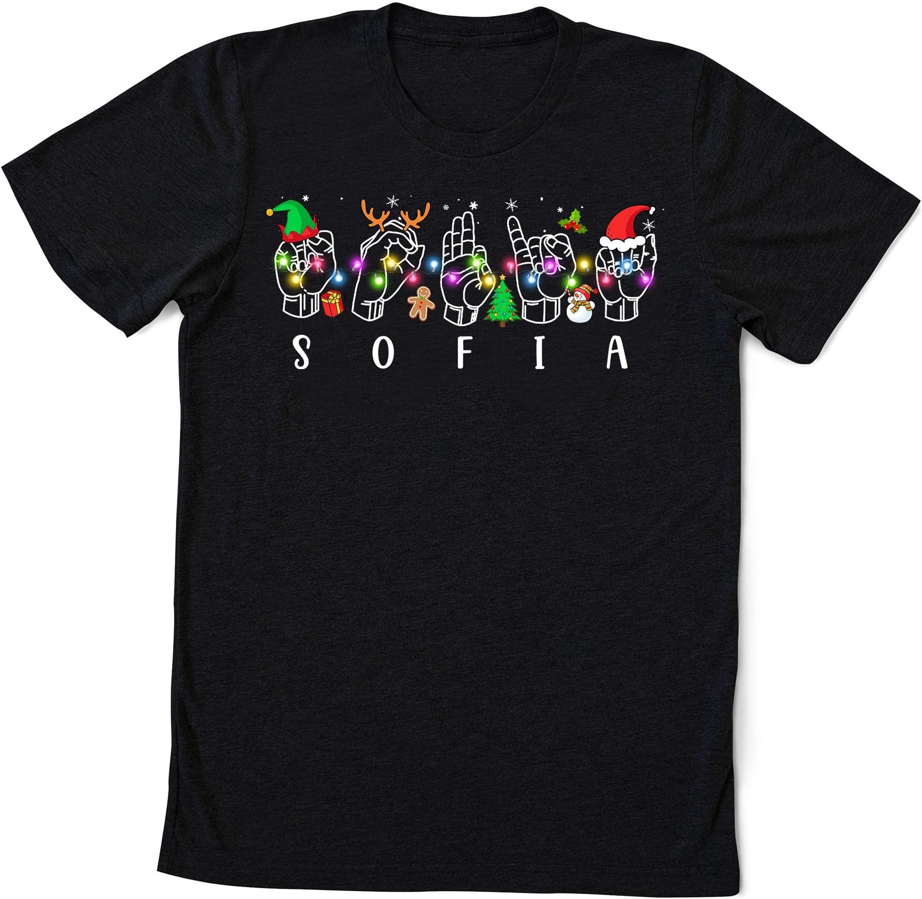 Custom Christmas ASL Shirt, Personalized Sign Language Shirt, Custom Name Hand Sign Language T-Shirt, Custom ASL Christmas Shirt
