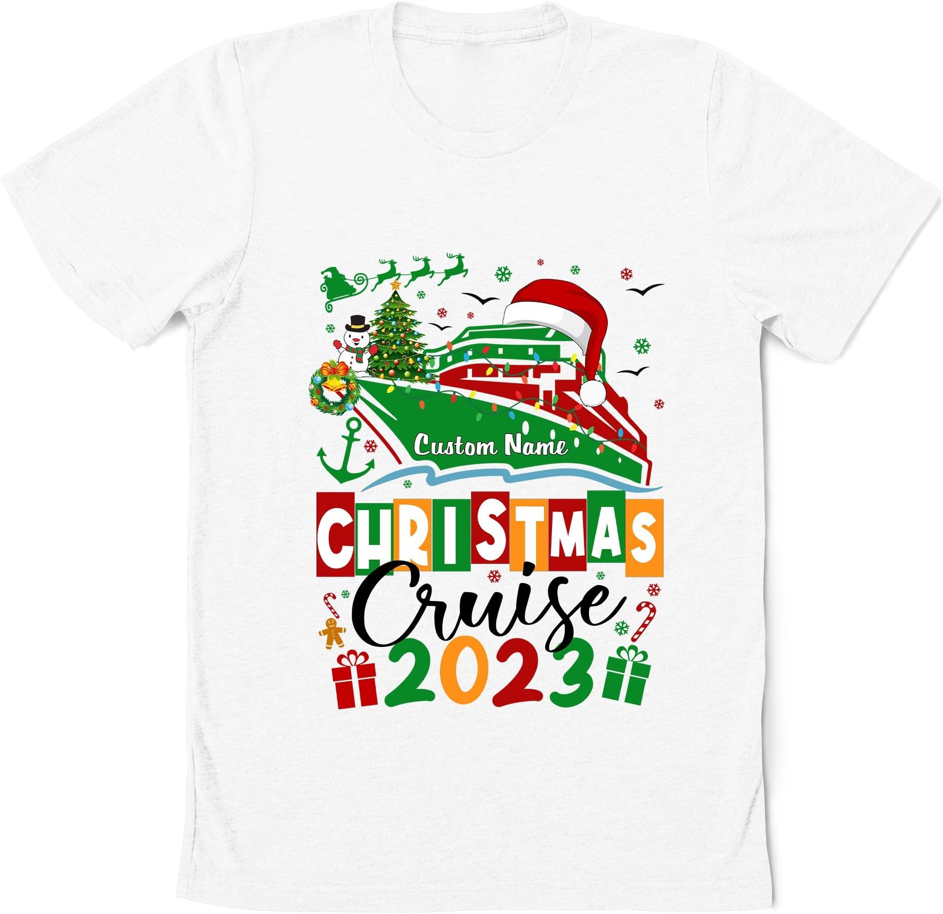 Personalized 2023 Christmas Cruise Shirt, Customized Family Shirt, Christmas Family Vacation Shirt, Cruising Matching Shirts