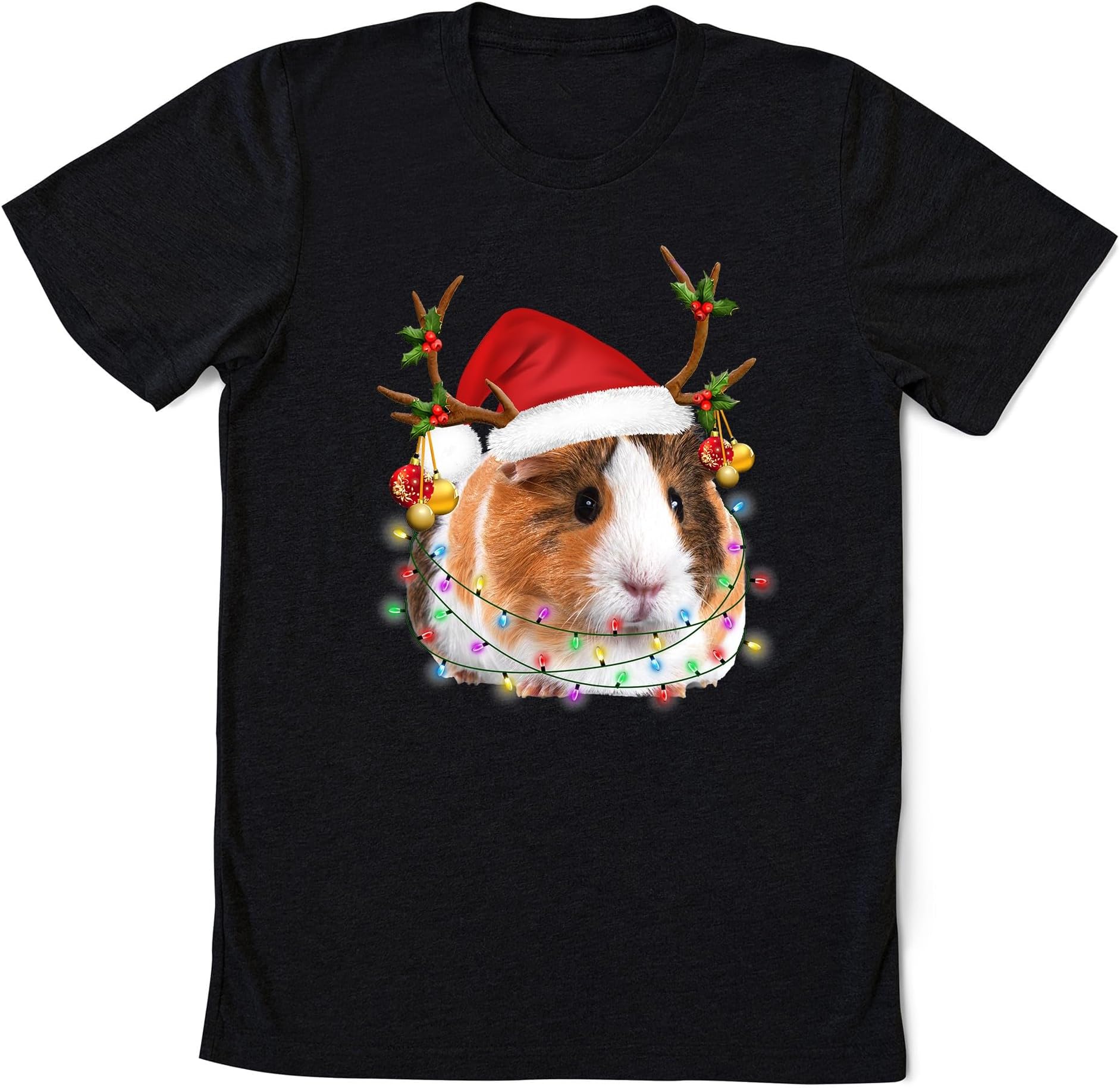 Santa Claus Reindeer Guinea Pig Christmas Lights Shirt, Merry Pigmas Shirt, Cute Christmas Guinea Pig Shirt, Guinea Pig, Small