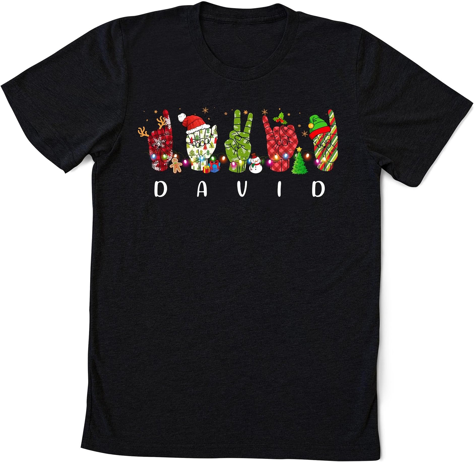 Personalized Sign Language Shirt, Christmas Sign Language Shirt, Custom Name Hand Sign Language T-Shirt, Custom ASL Christmas Shirt