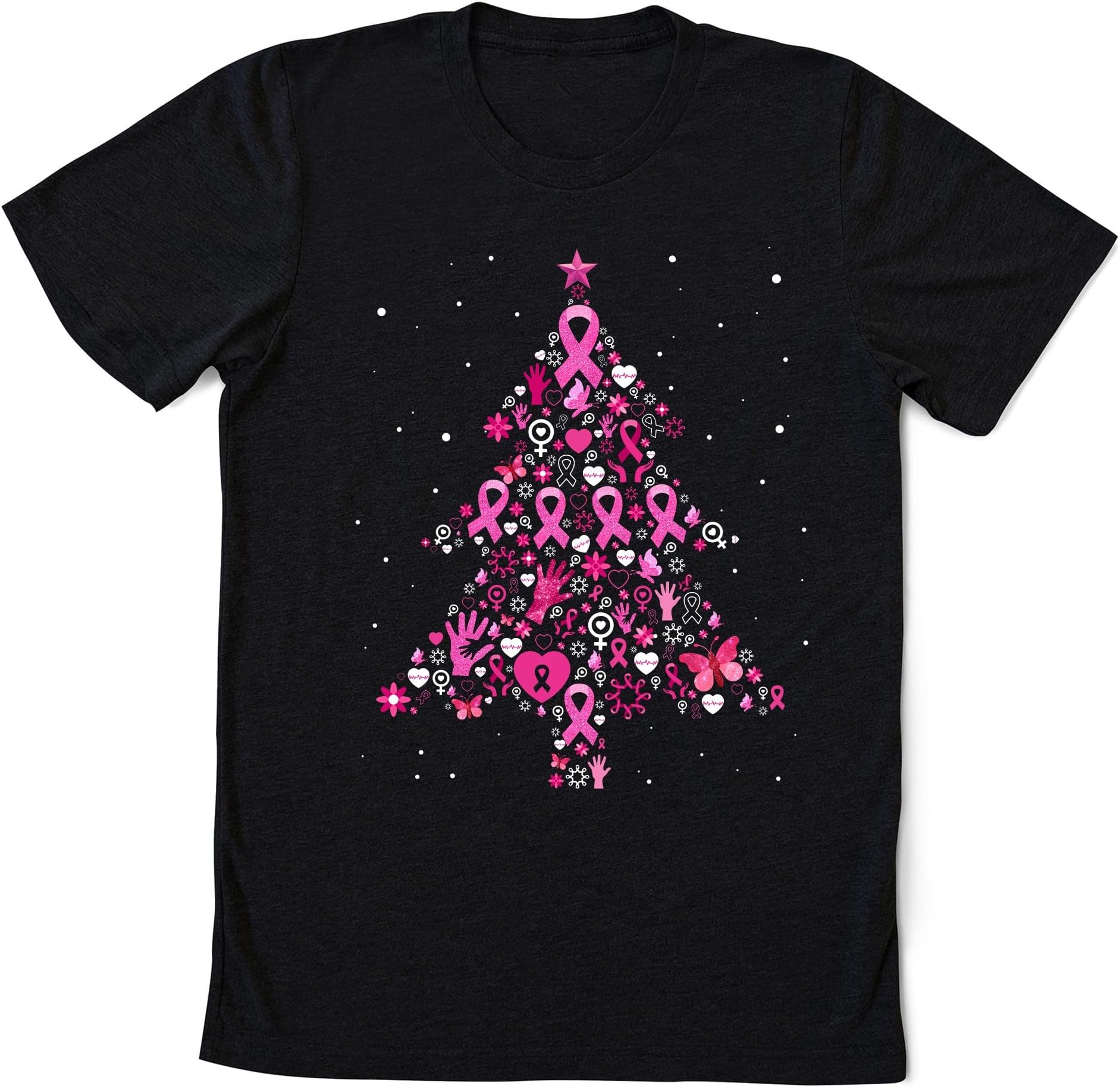 Breast Cancer Christmas Tree Shirt, Pink Christmas Shirt, Pink Warrior Shirt, Women Christmas Breast Cancer Awareness Shirt