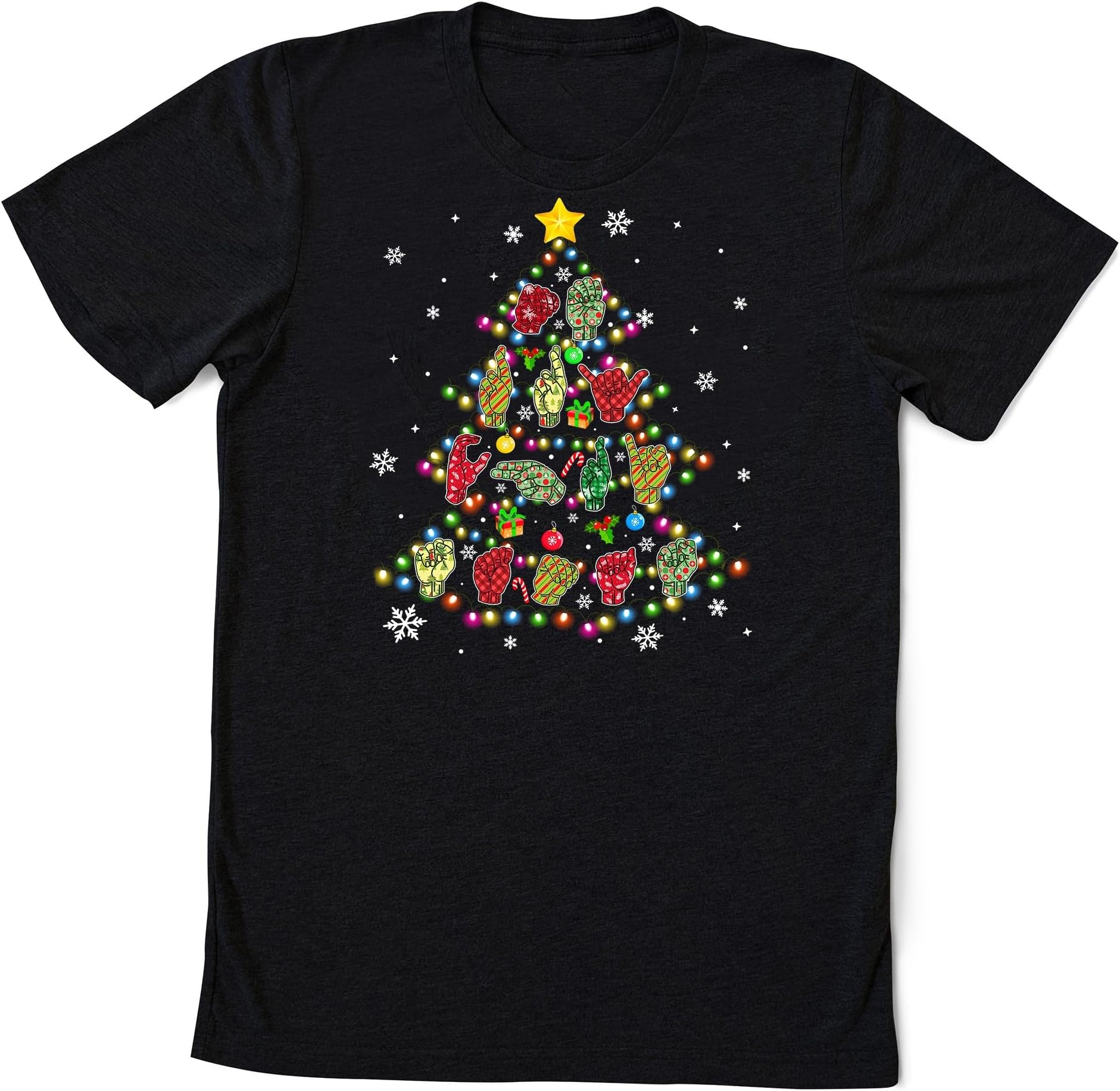 Sign Language Christmas Tree Shirt, Merry Christmas ASL Shirt, ASL Christmas Shirt, Hand Language Xmas Shirt, Gift for Deaf Pride, SLP Shirt