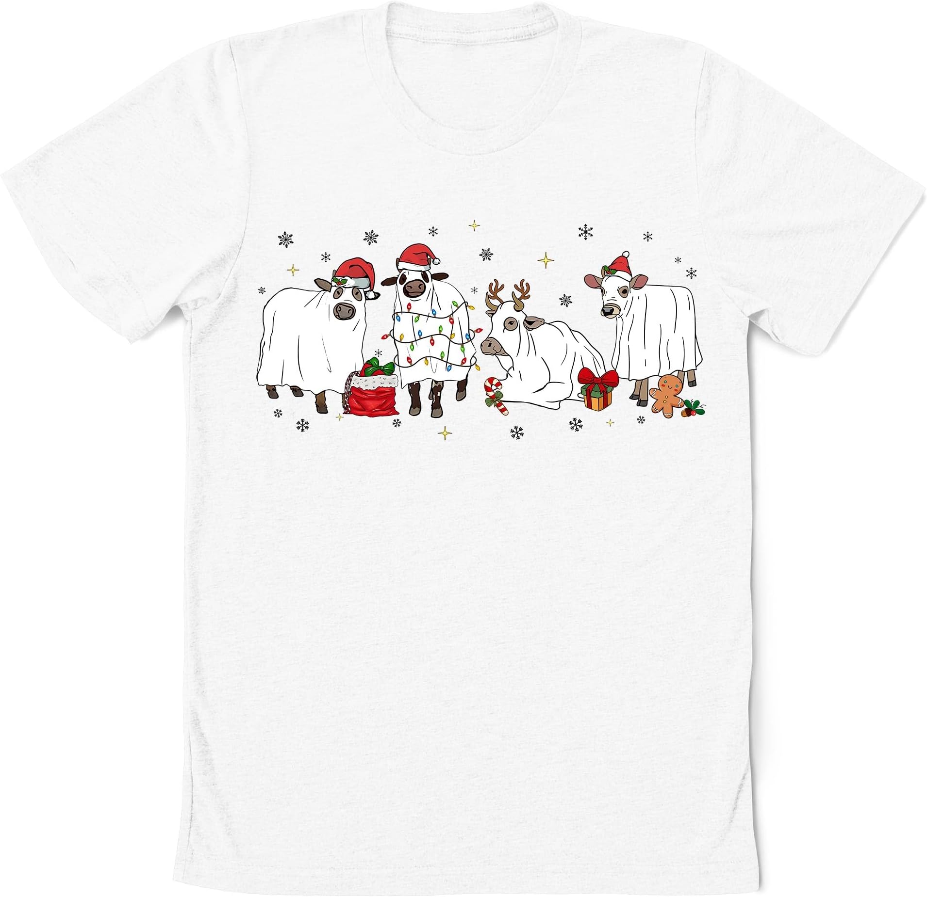 Christmas Ghost Cow Sweatshirt, Cow Ghost Shirt, Ghost Santa Cow Heifer Shirt, Halloween Christmas Shirt, Christmas Pajamas, Merry Xmas Tee