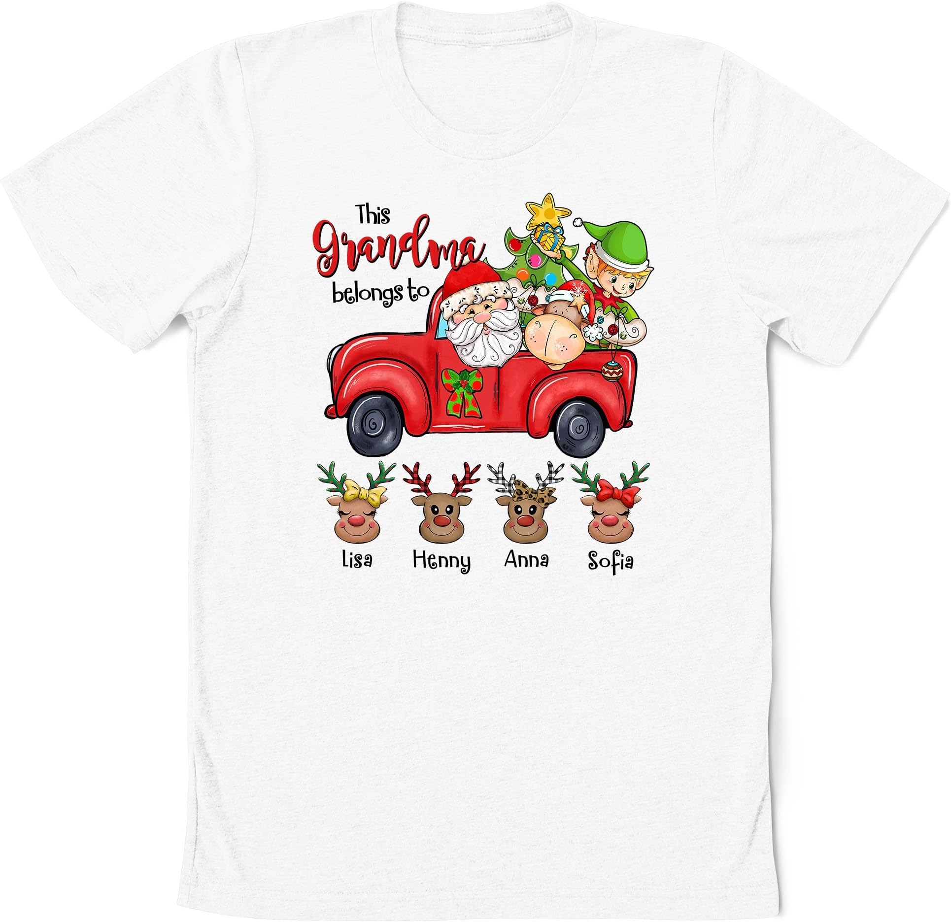 Mimi Claus Christmas Shirt, Custom Chirstmas Grandma Shirt with Reindeer Kids Shirt, Christmas Shirt Gift for Grandma Mom