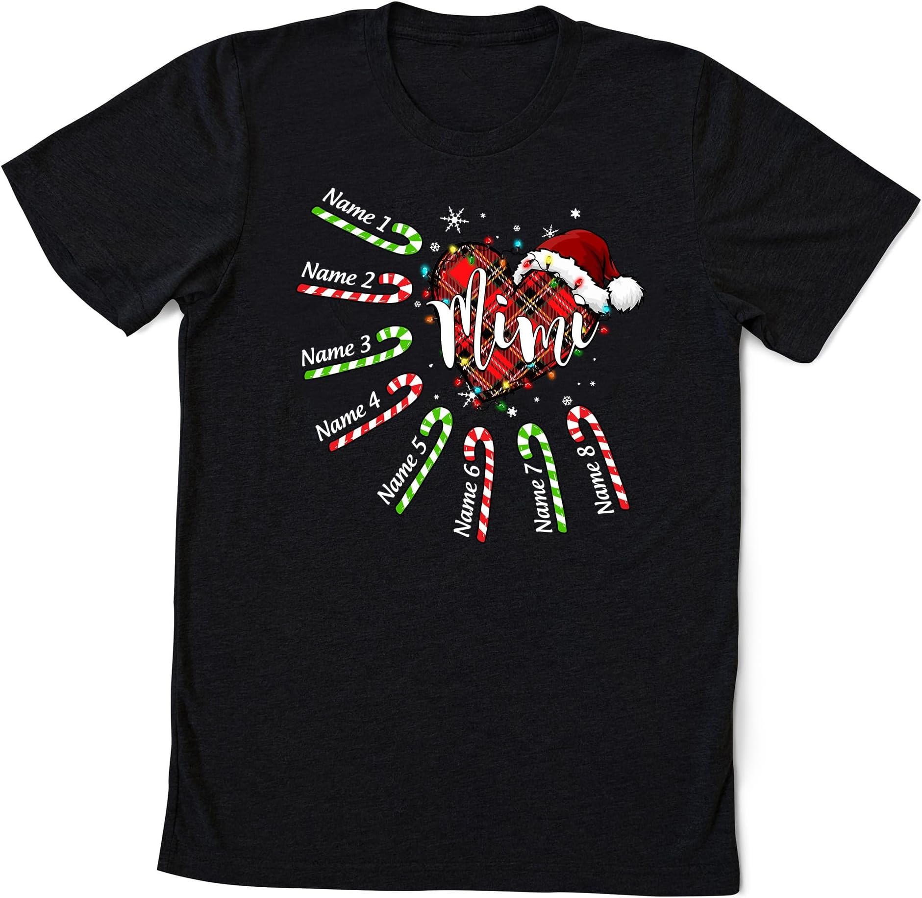 Custom Nana Heart Christmas Shirt, Grandma Christmas Shirt with Candy Cane Kids Shirt, Christmas Shirt Gift for Grandma Mimi Nana