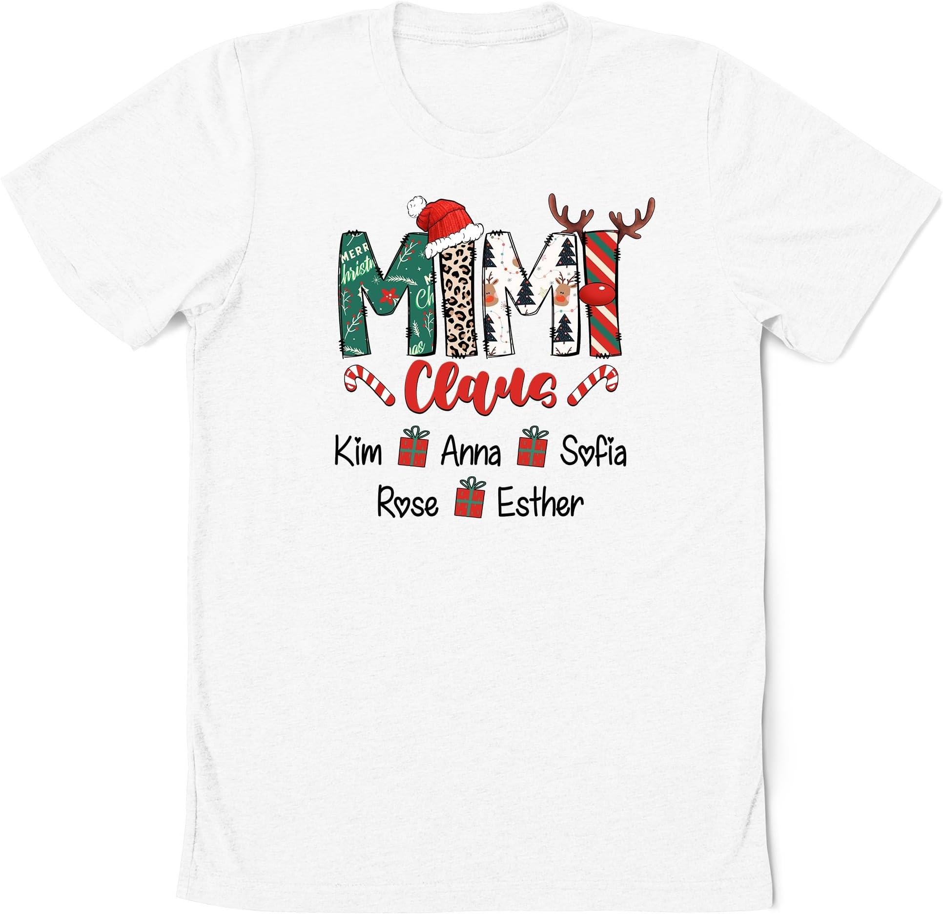 Personalized Christmas Grandma Shirt Sweatshirt, Nana Mimi Claus Shirt, Custom Kids Name, Christmas Gigi for Grandma Mom