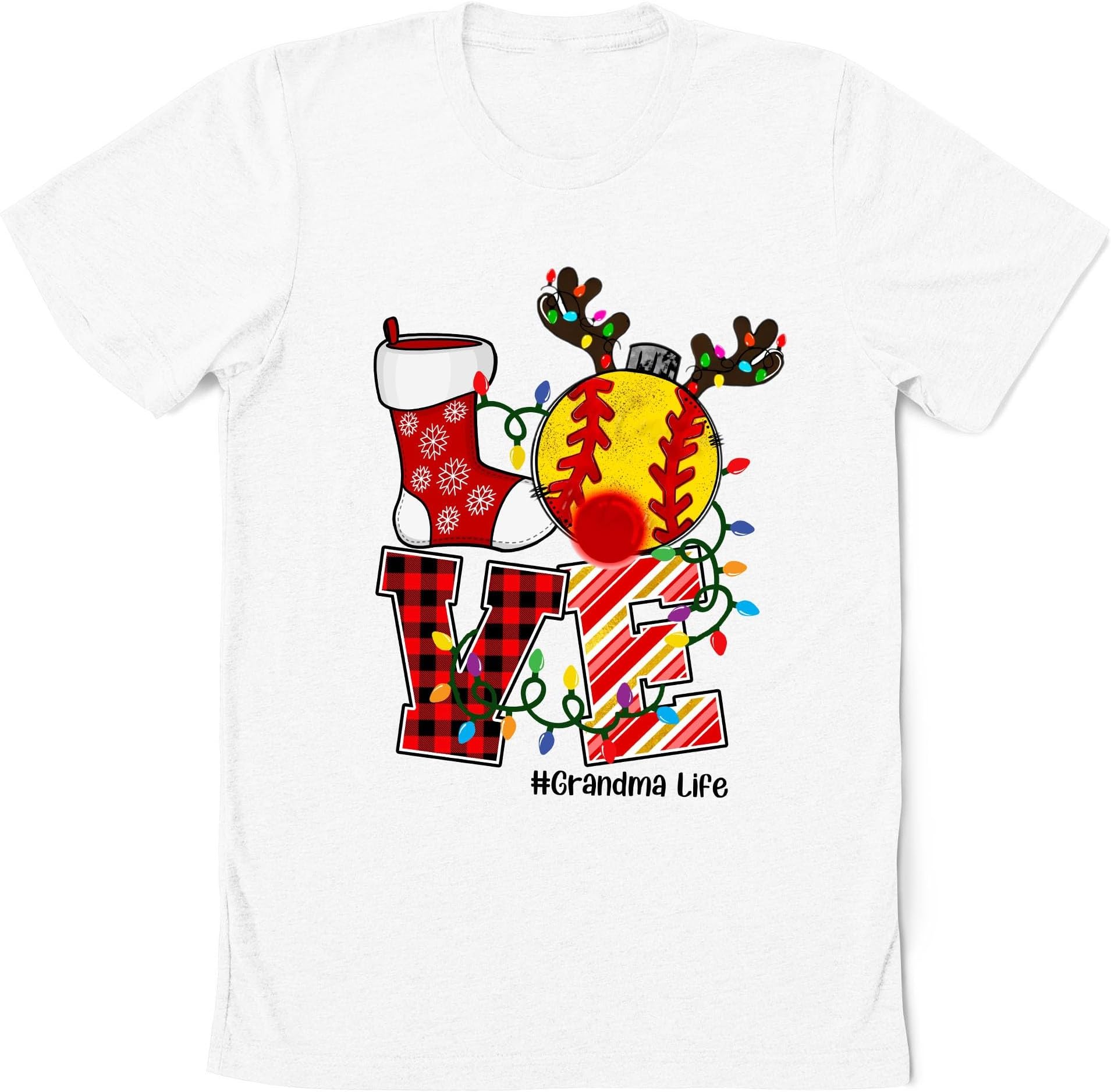 Love Grandma Life Shirt, Christmas Softball Grandma Shirt, Christmas Nana Mimi Gift, Softball Christmas Shirt