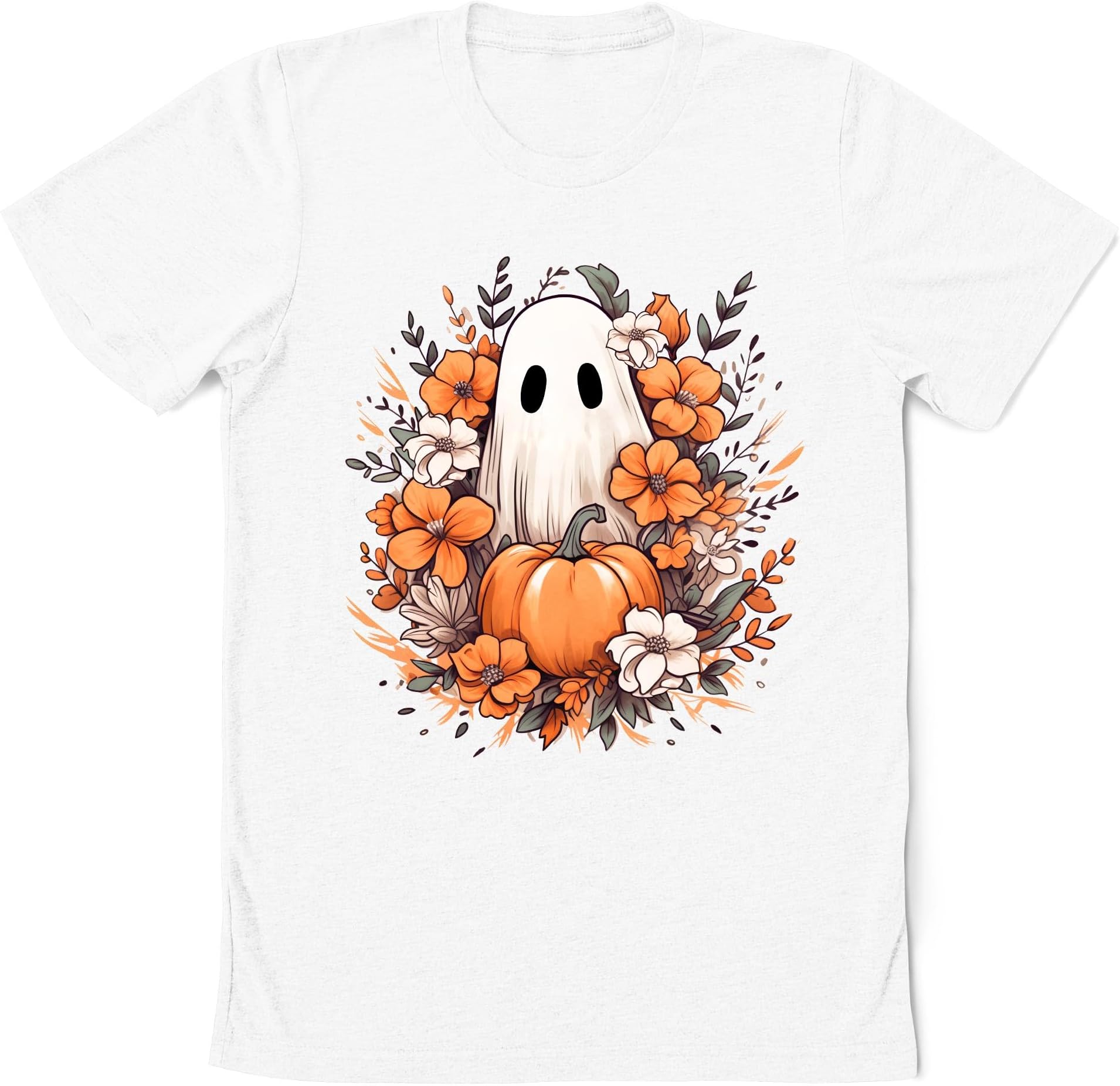 Flowers Ghost Shirt, Pumpkin Ghost Shirt, Ghost Flowers Shirt, Spooky Season Shirt, Spooky Vibes Shirt, Fall