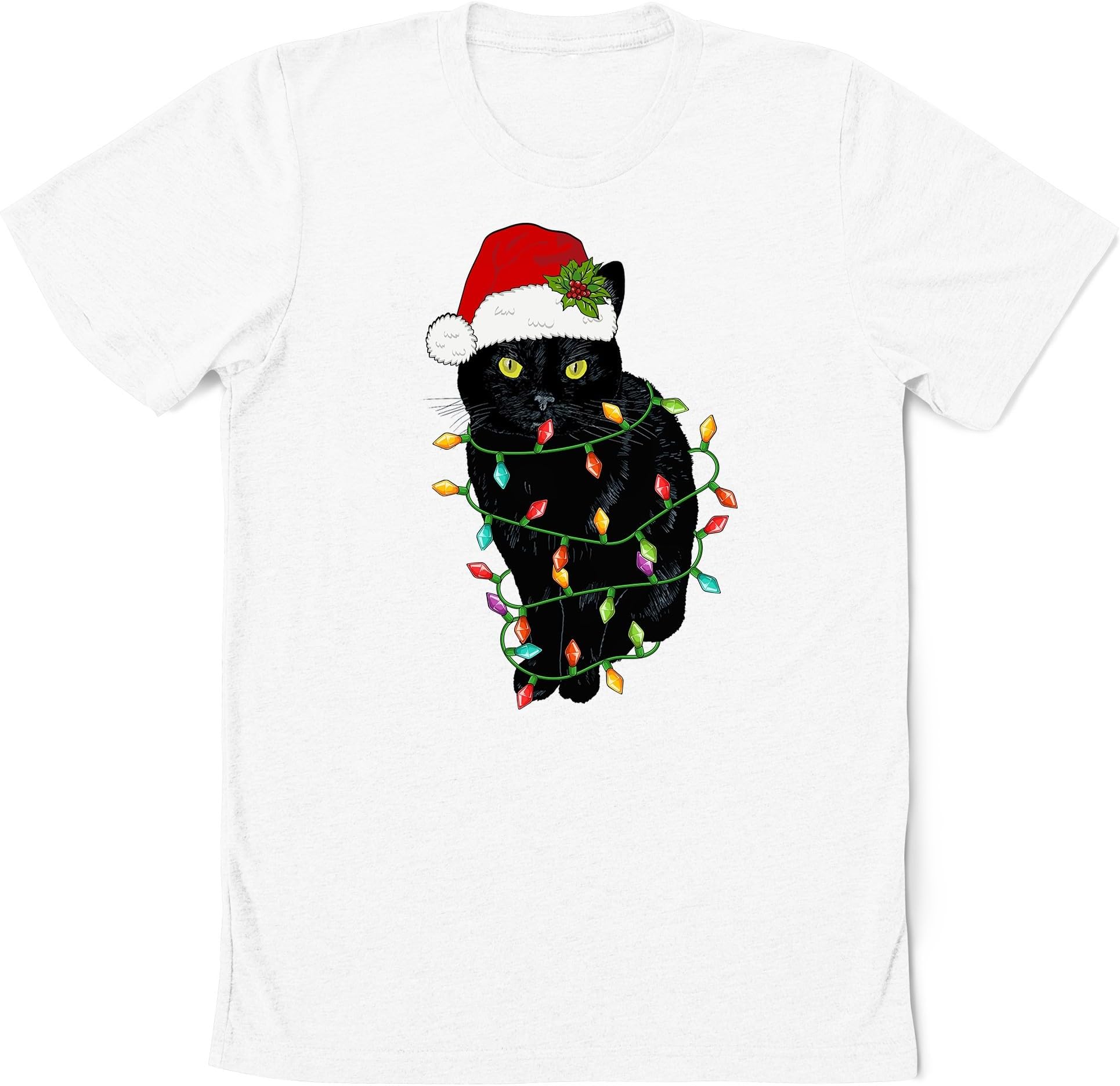 Black Cat Christmas Lights Shirt, Christmas Shirt, Women Christmas Shirt, Christmas Family Shirt, Xmas Matching Pajama