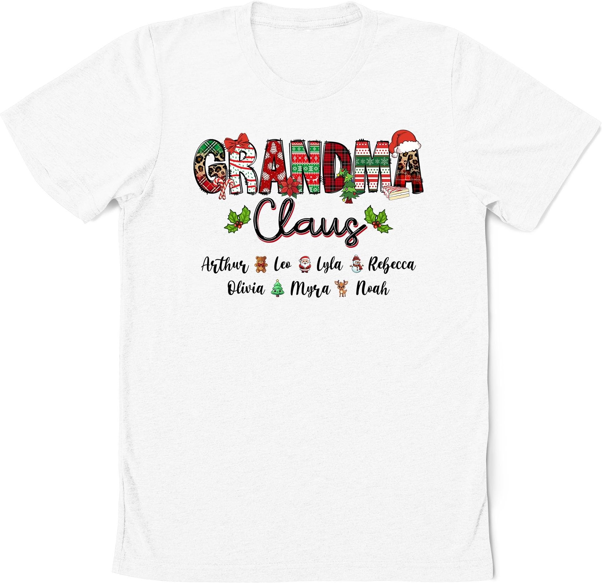 Personalized Christmas Grandma Claus Sweatshirt, Nana Claus Shirt, Custom Kids Name Sweater, Christmas Gigi Hoodie, for Grandma, Mom