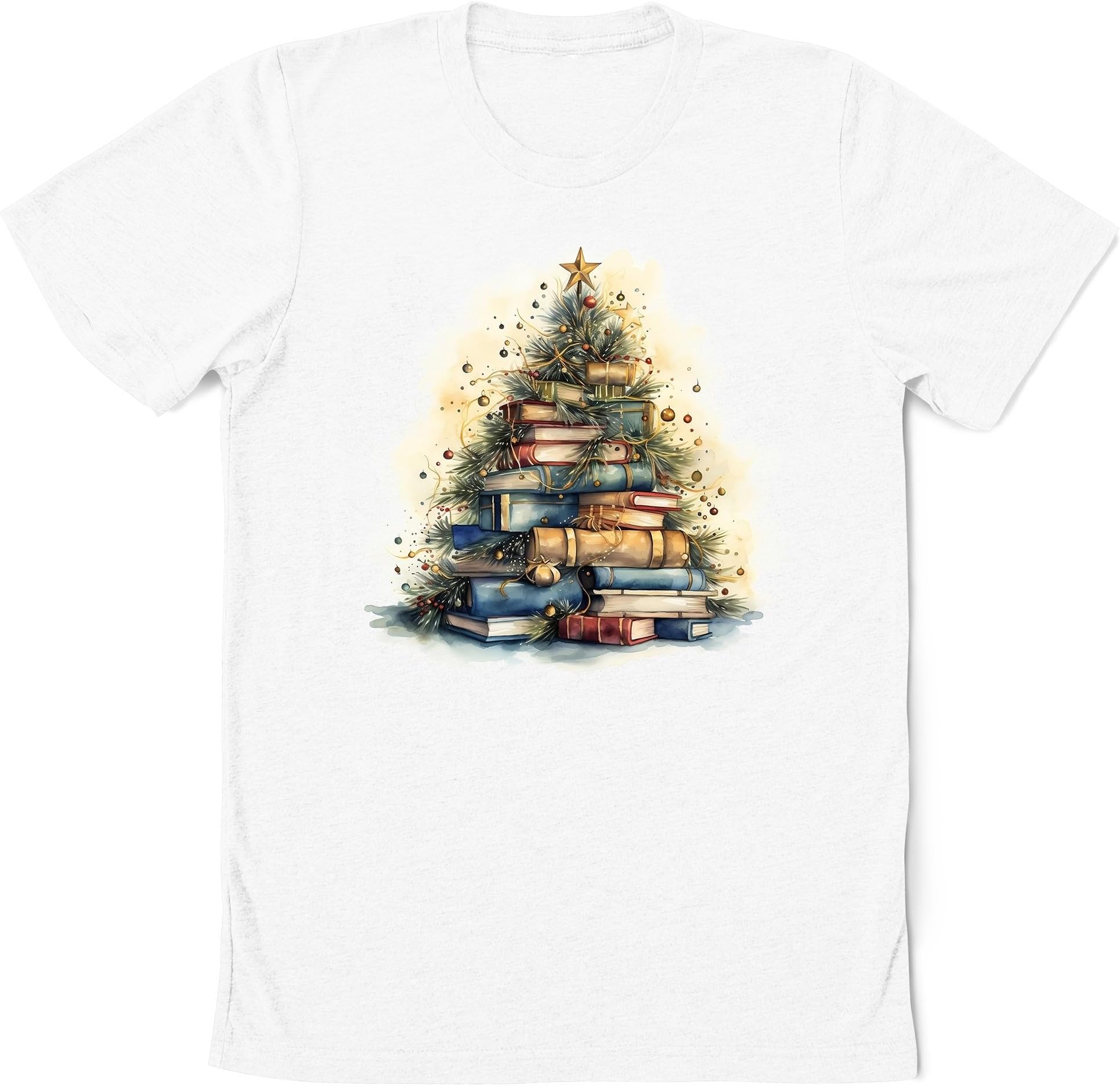 Christmas Book Tree Shirt, Christmas Book Watercolor Shirt, Bookworm Christmas Shirt, School for Book Lover