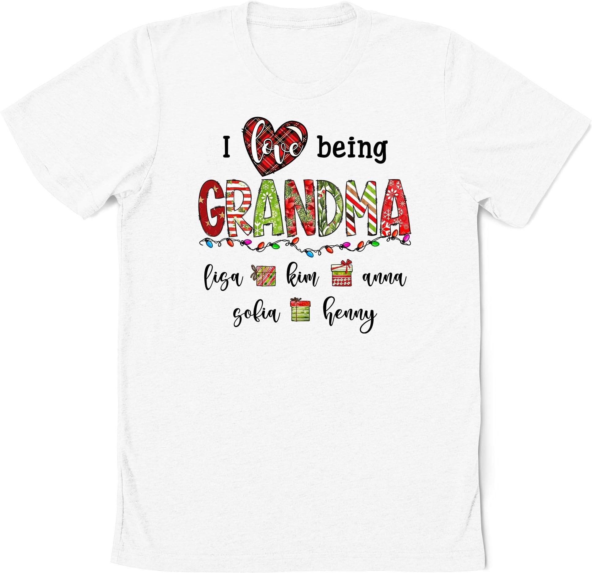 I Love Being Grandma Christmas Grandma Shirt, Grandma Mimi Nana with Grandkids Names Shirt, Grandma Xmas Gift, for Grandma
