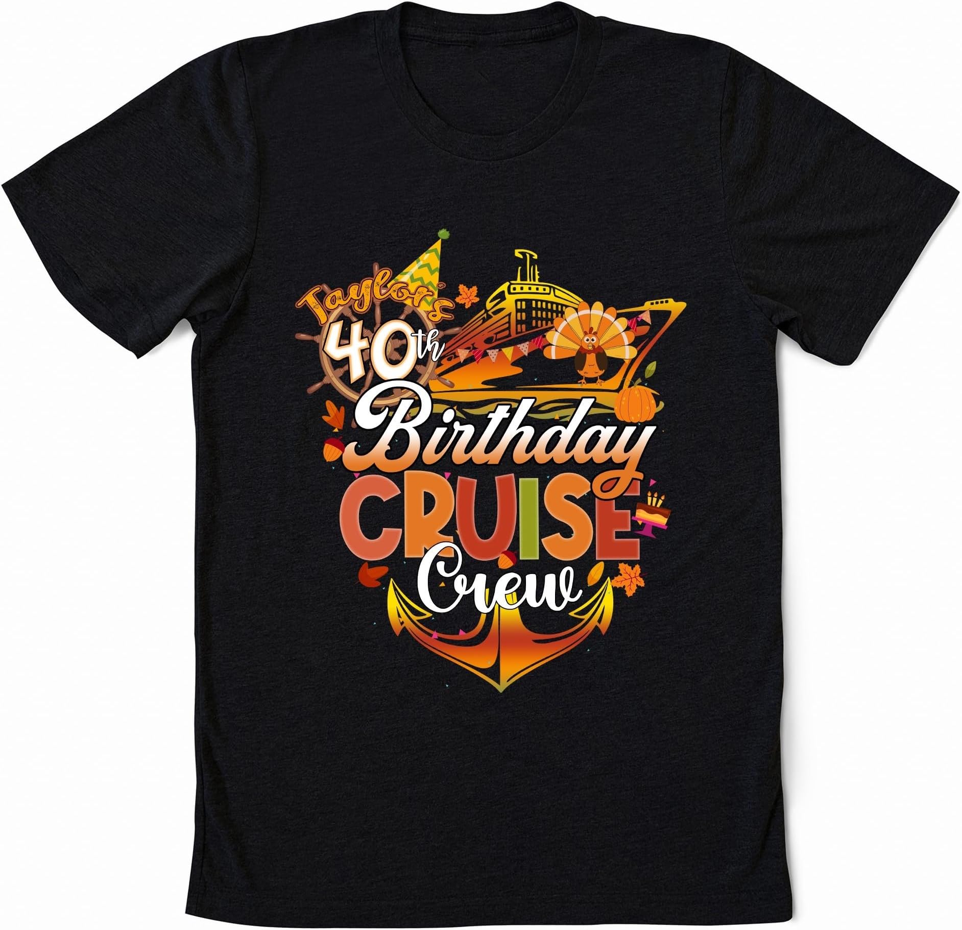 Personalized Birthday Cruise Crew Shirt, Custom 40th Birthday Trip Shirts, Thanksgiving Birthday Party Gift, Bday Matching Tees