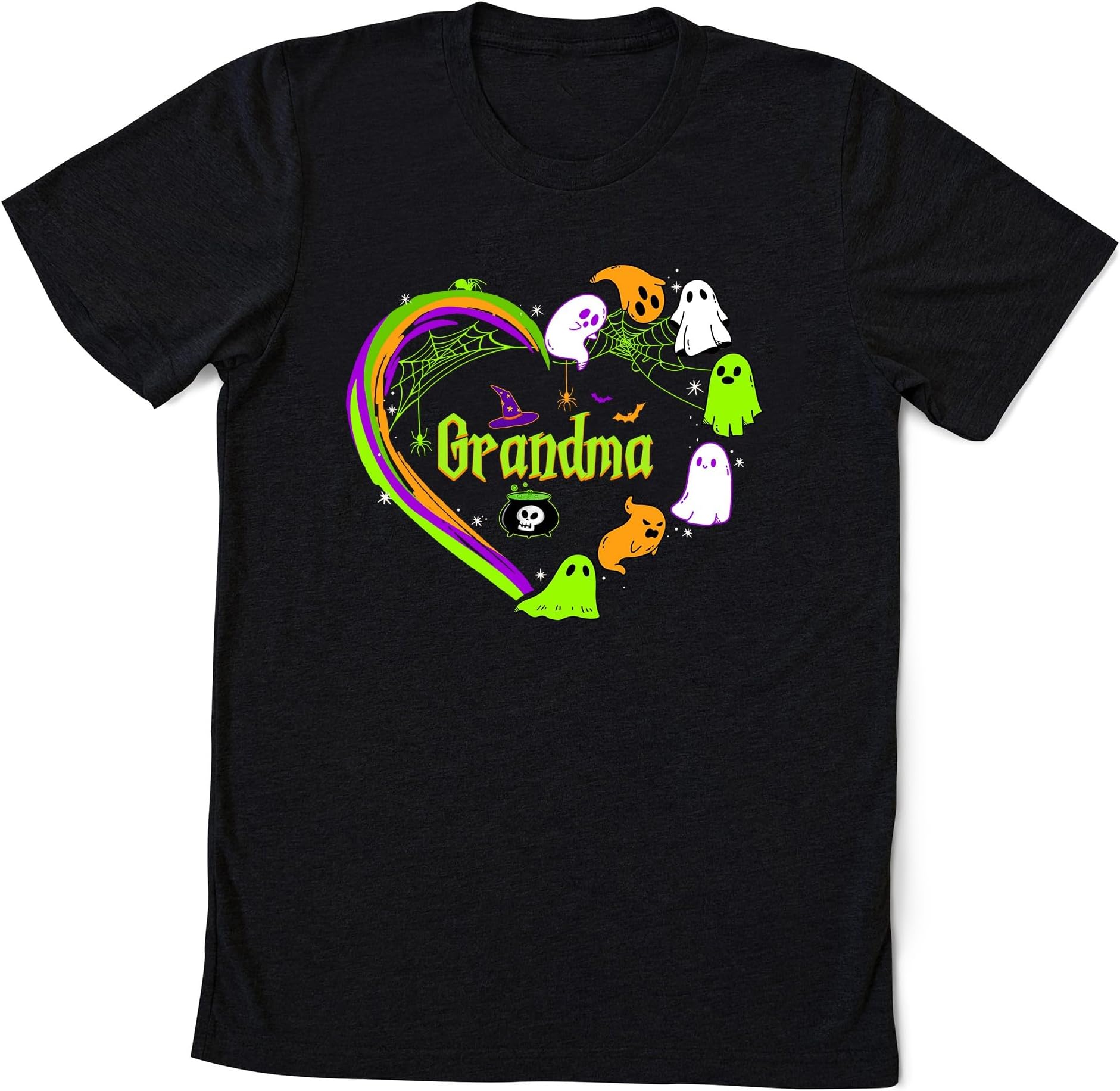 Grandma Nana Mimi Halloween Heart Grandma Shirt with Grandkids Names Shirt, Personalized Grandma Halloween Shirt Gift for Grandma