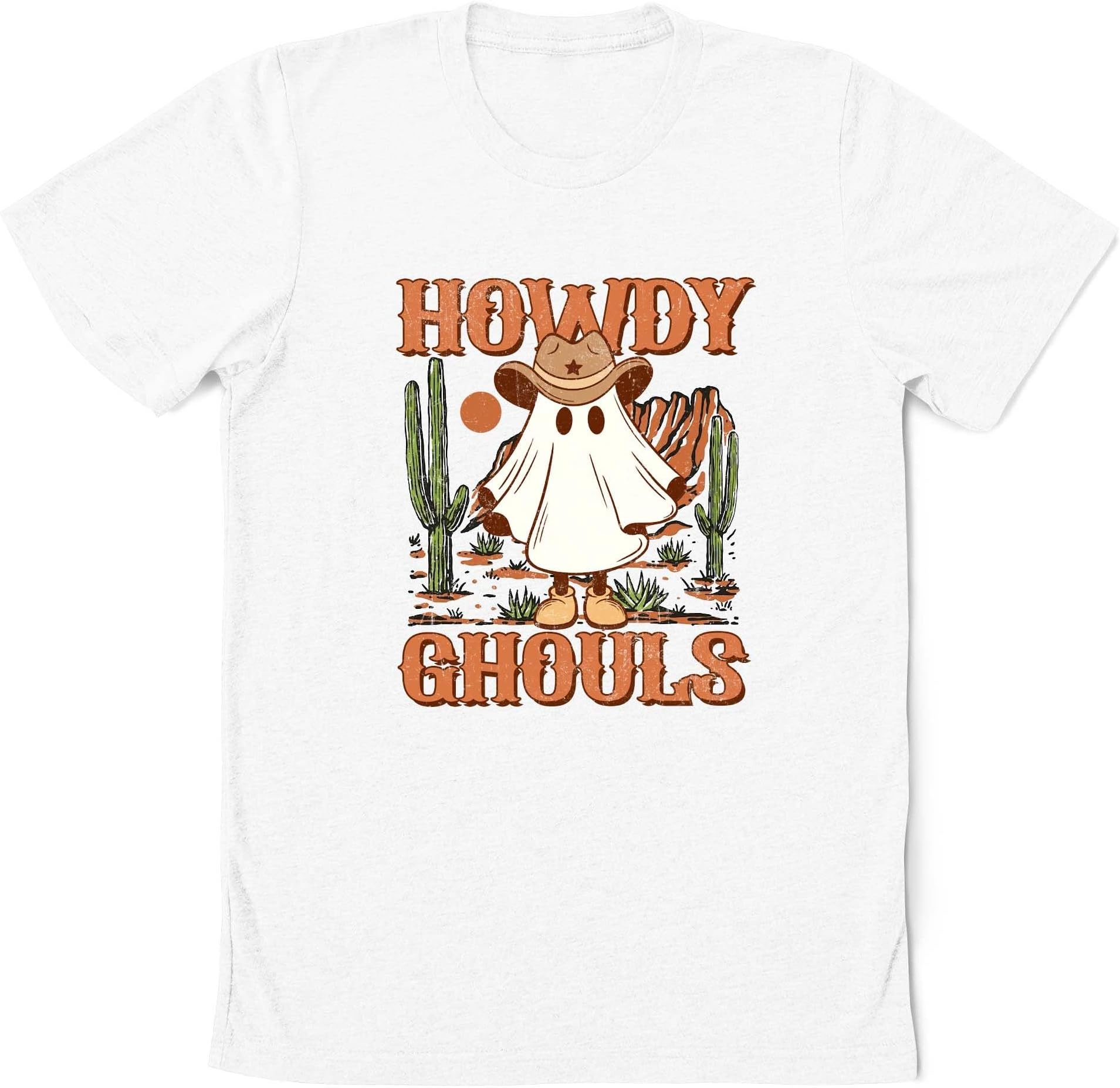 Howdy Ghouls Sweatshirt, Cowboy Ghost in Desert Crew Shirt, Western Halloween Shirt, Country Halloween Shirt, Retro Vintage Halloween Tee