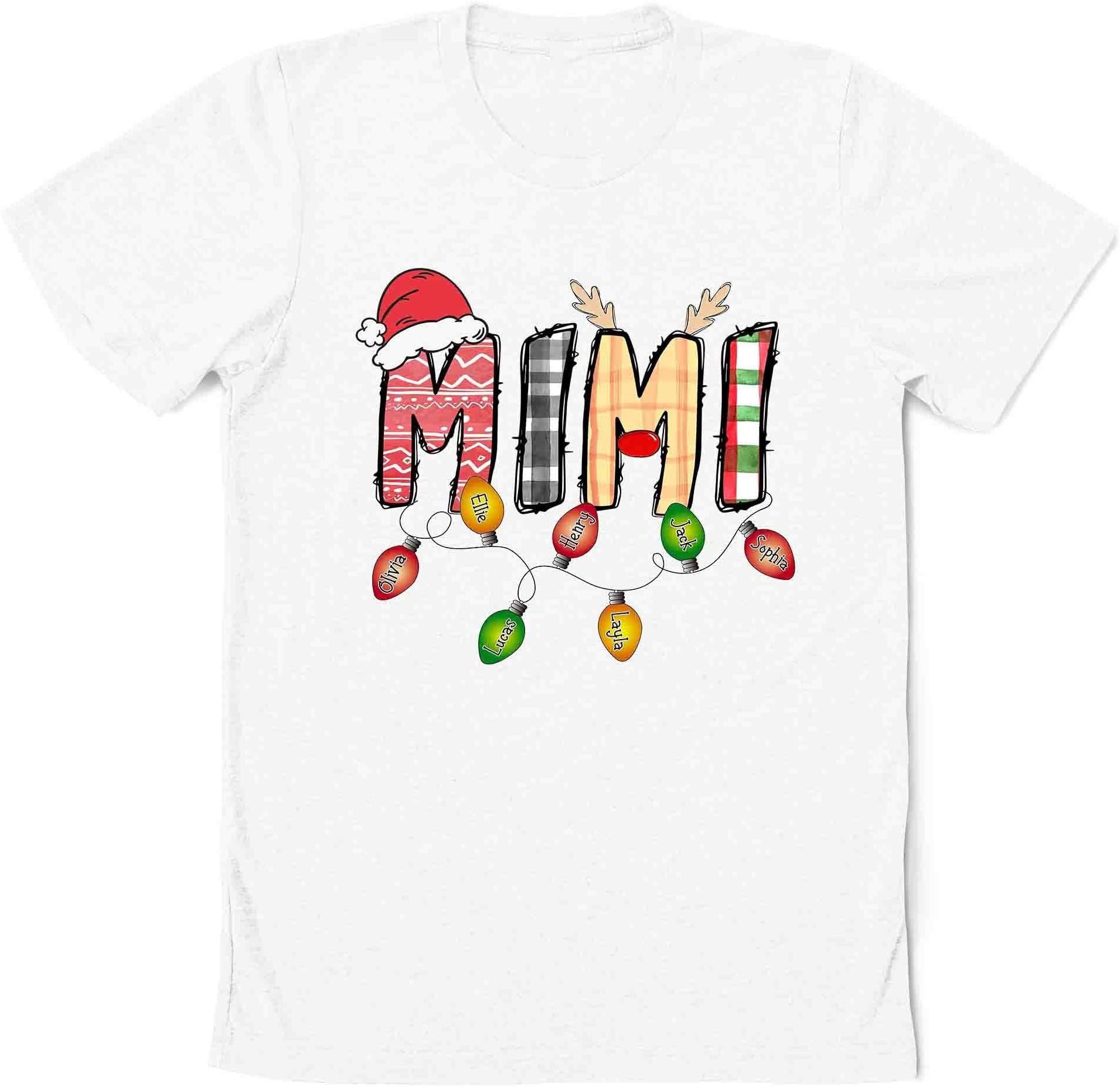 Mimi Christmas Lights Shirt, Personalized Grandma Shirt, Grandma, Mimi Claus Shirt, Gift for Nana Mimi