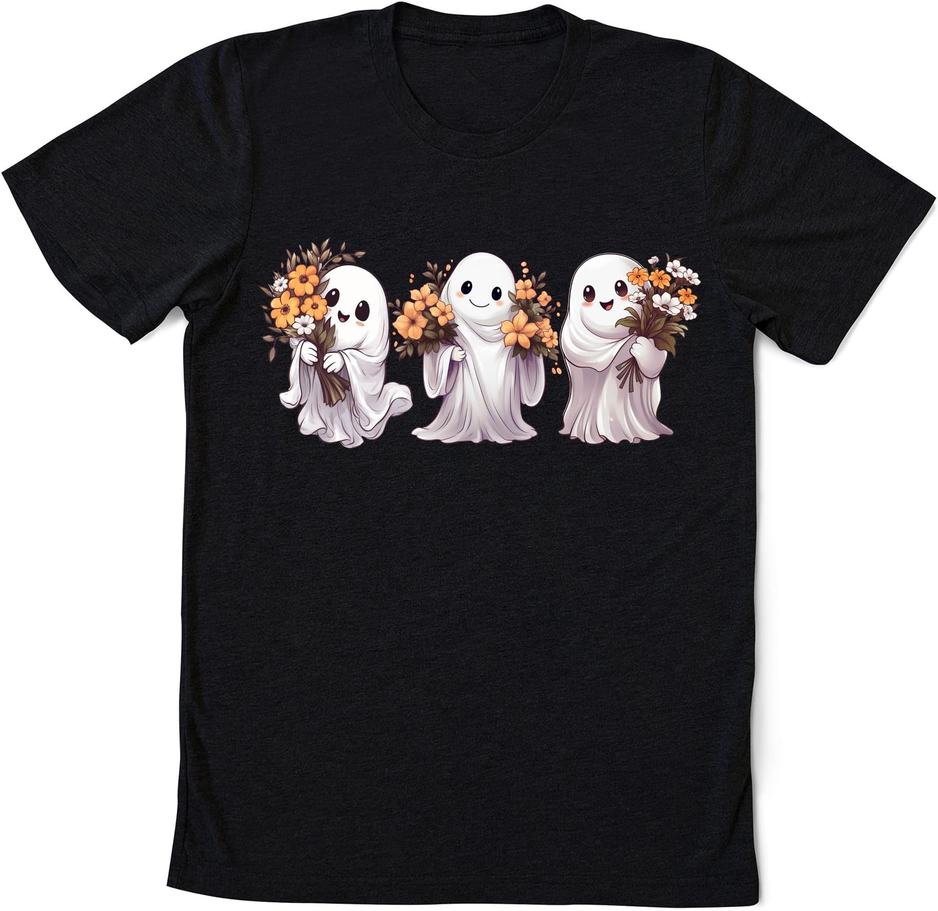 Flower Ghost Shirt, Retro Vintage Halloween Ghost Shirt, Cute Ghost Shirt, Floral Ghost Shirt, Ghost with Flowers, Women Halloween Shirt