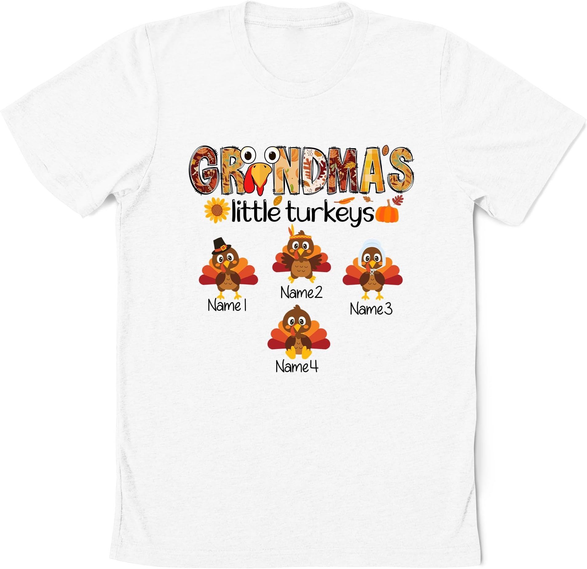 Personalized Turkey Nana Shirt, Custom Grandma's Little Turkeys Shirts, Blessed Grandma Turkey Shirt for Thanksgiving Day, Thankful Turkeys Grandma