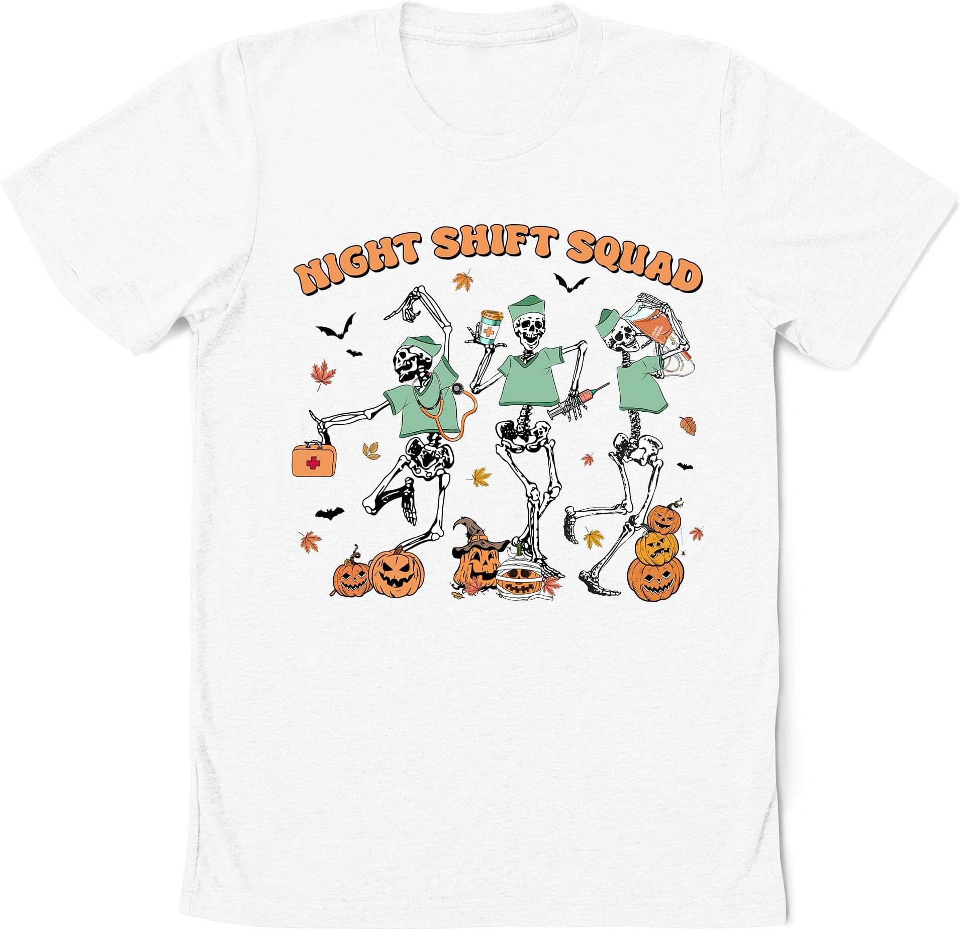 Night Shift Squad Shirt, Hallowen Nurse Skeleton Shirt, Funny Nurse Shirt, Healthcare Worker Shirt, Skeleton Halloween Shirt