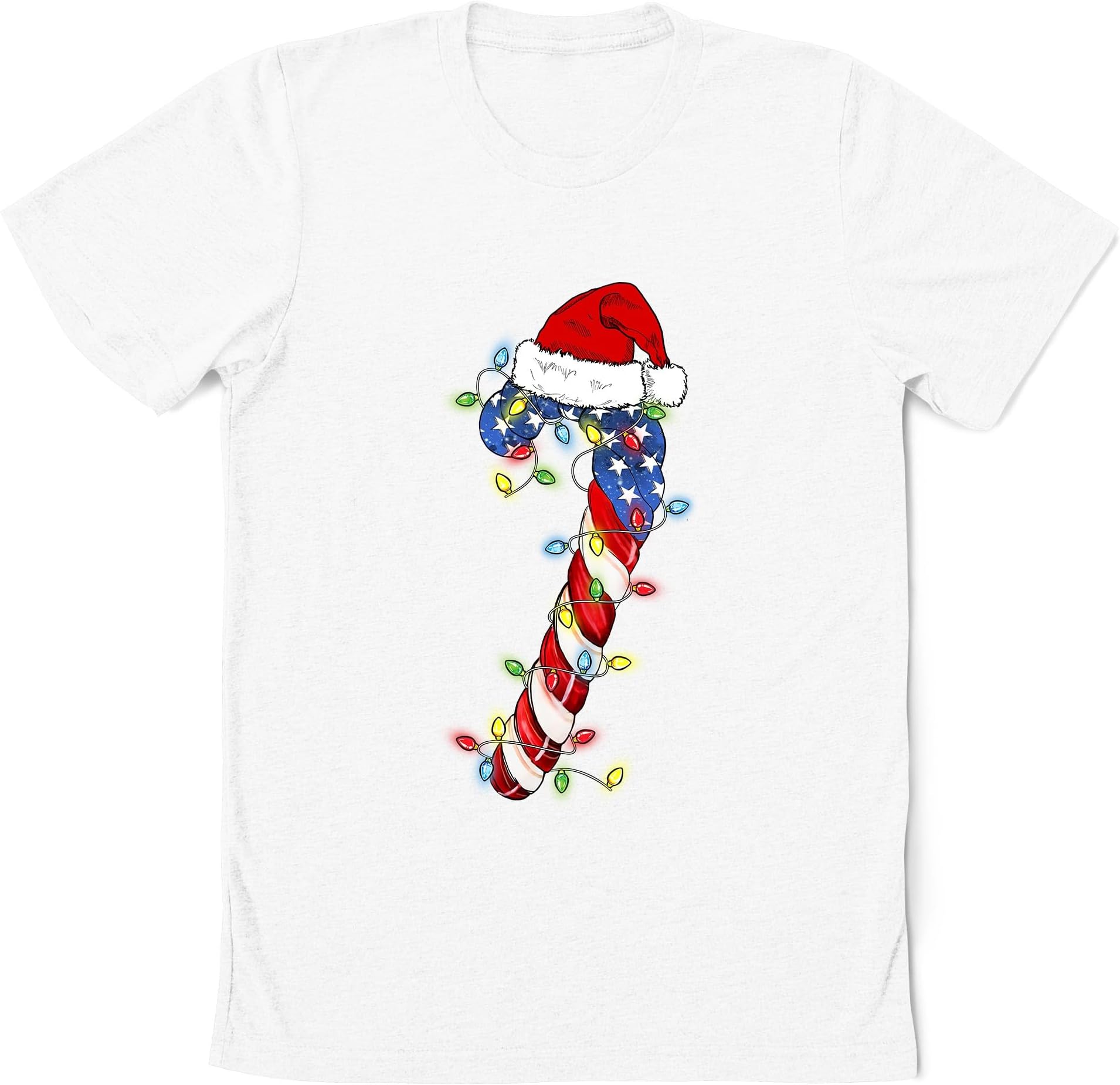 Candy Cane Christmas USA Flag Shirt, Christmas Lights Candy Costume Shirt, Candy Cane Lights Santa Hat Shirt, Merry