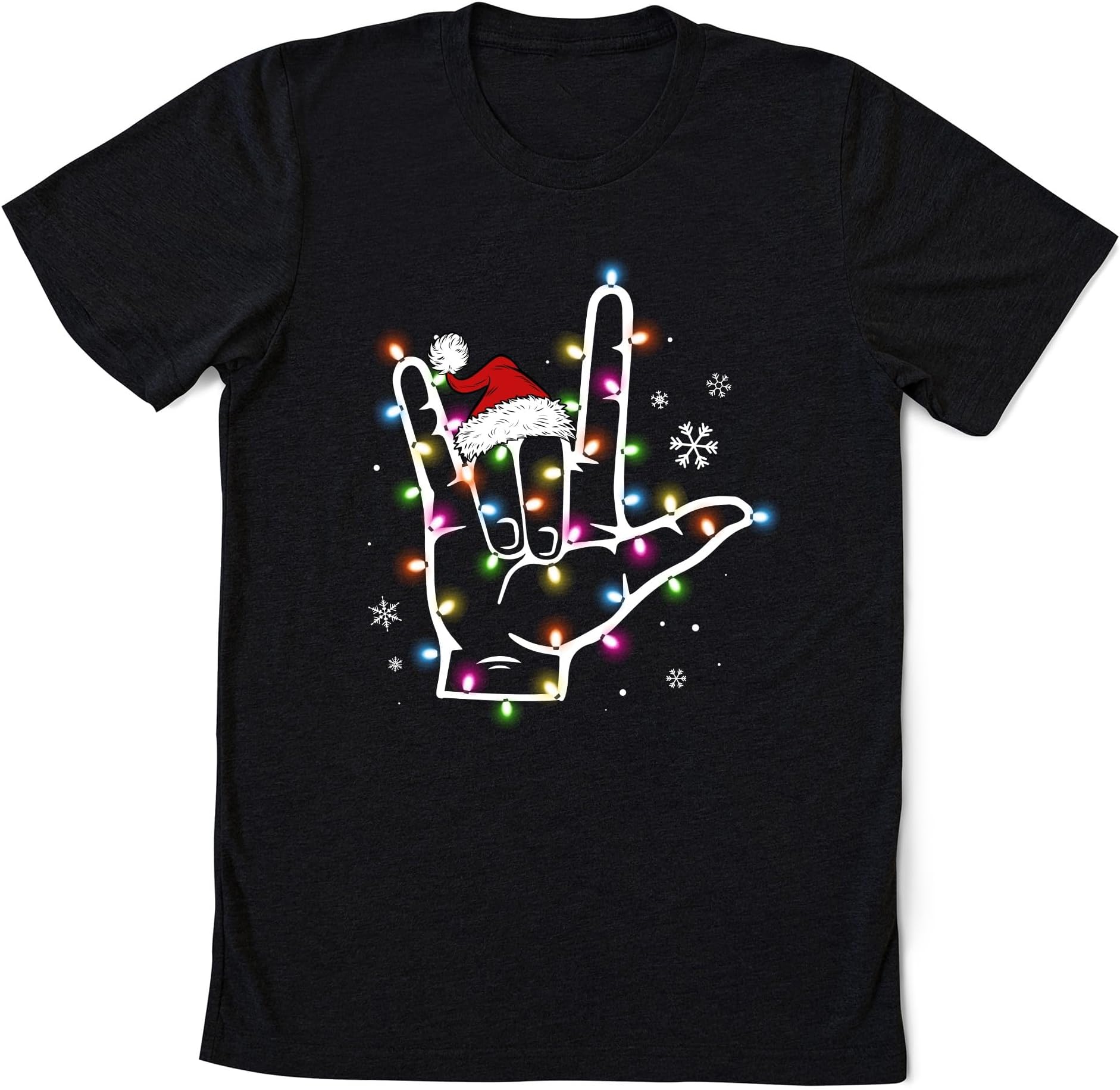 Sign Language Santa Hat Christmas Lights Shirt, ASL Christmas Sign Language Shirt, Sign Language ASL Shirt, ASL Christmas Party Gift