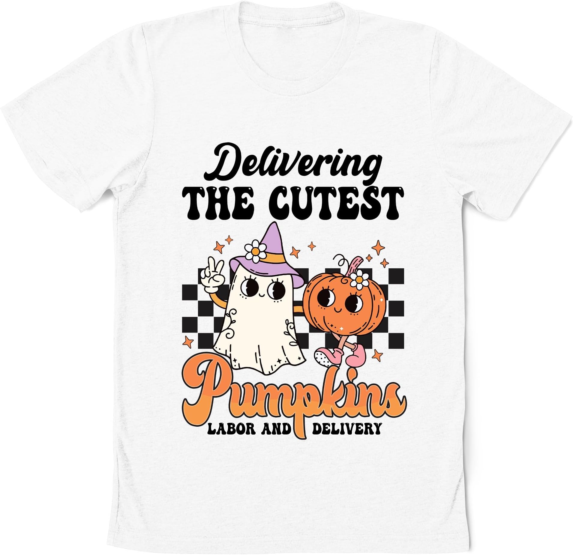 Halloween Labor and Delivery Nurse Shirt, Retro Cutest Pumpkin with Boo Shirts, Fall Pumpkins L&D Nurse Sweatshirt, Groovy L and D Nurse Tee