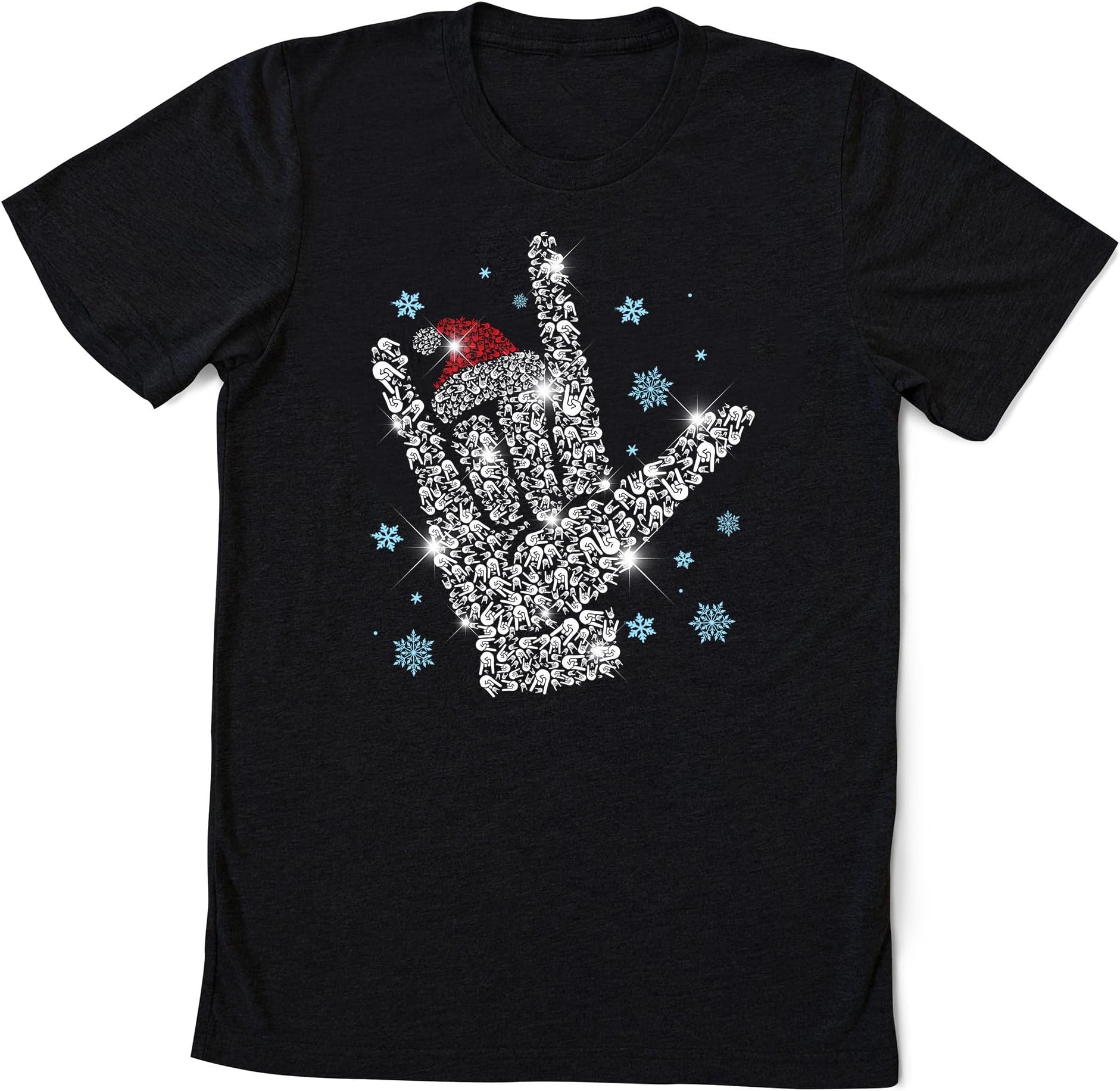 Sign Language Santa Hat T-Shirt, ASL Lights Christmas Shirt, Christmas Sign Language Shirt, ASL