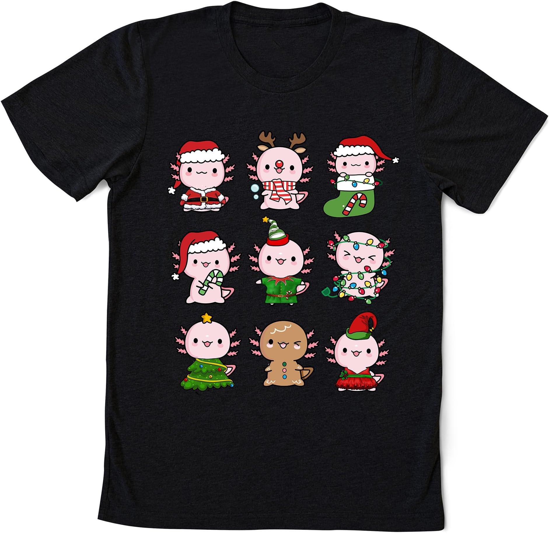 Merry Christmas Axolotl Shirt, Cute Santa Axolotl Xmas Tree Lights ELF Reindeer Shirt, Axolotl Lover Shirt, Axolotl