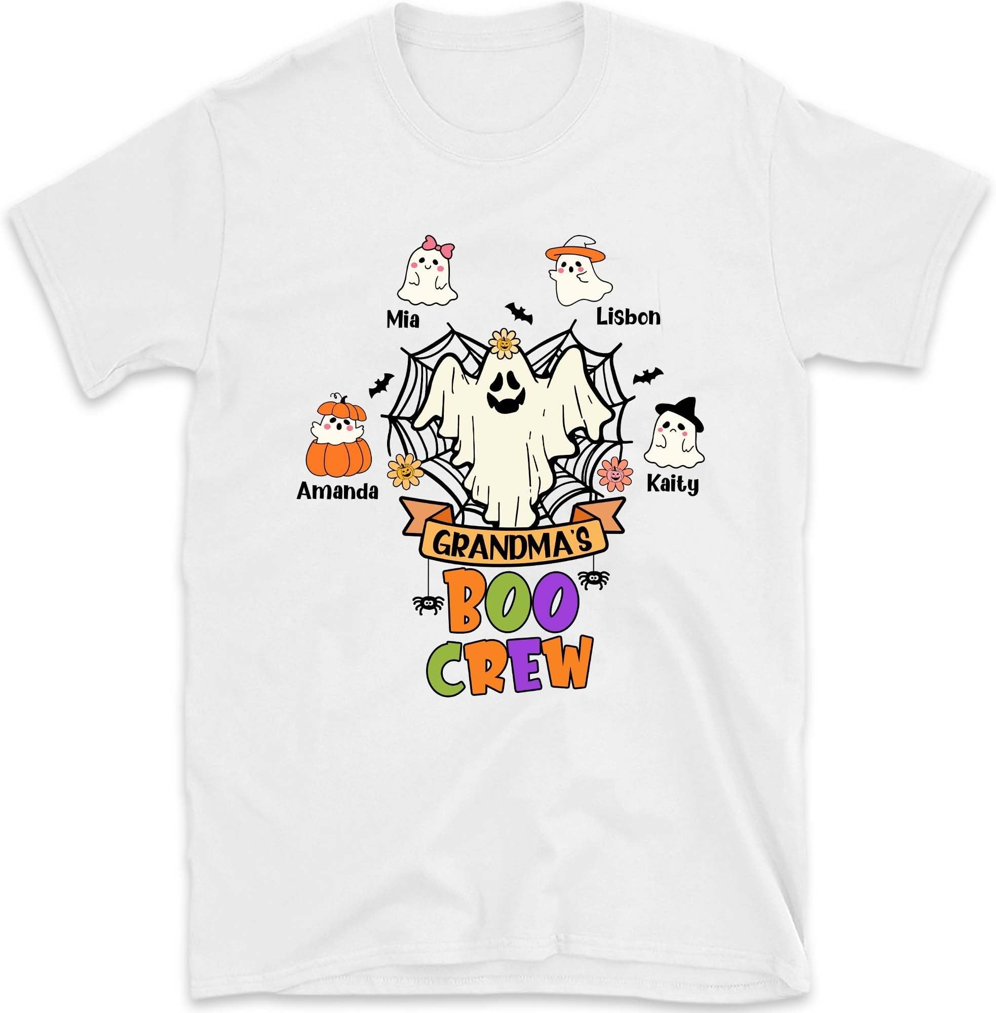 Personalized Grandma Boo Crew Halloween Shirt, Custom Grandma's Little Boo Halloween Shirts, for Nana Mimi Mom