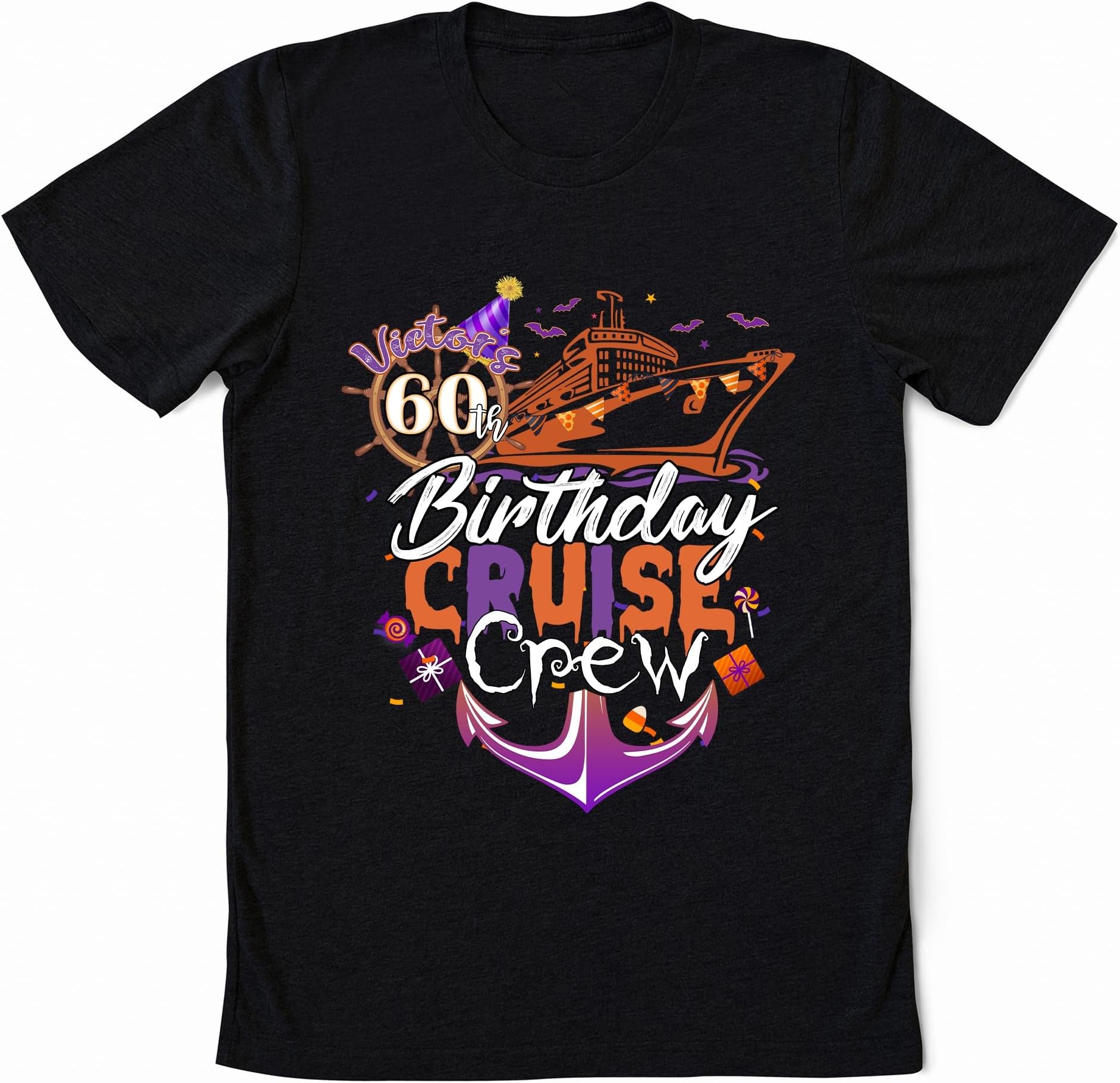 Personalized 60th Birthday Cruise Crew Shirt, 60th Birthday Trip, Halloween Birthday Cruise Crew Shirt, Birthday Cruise Squad, Family Cruising Birthday, Matching Birthday Cruise Shirt