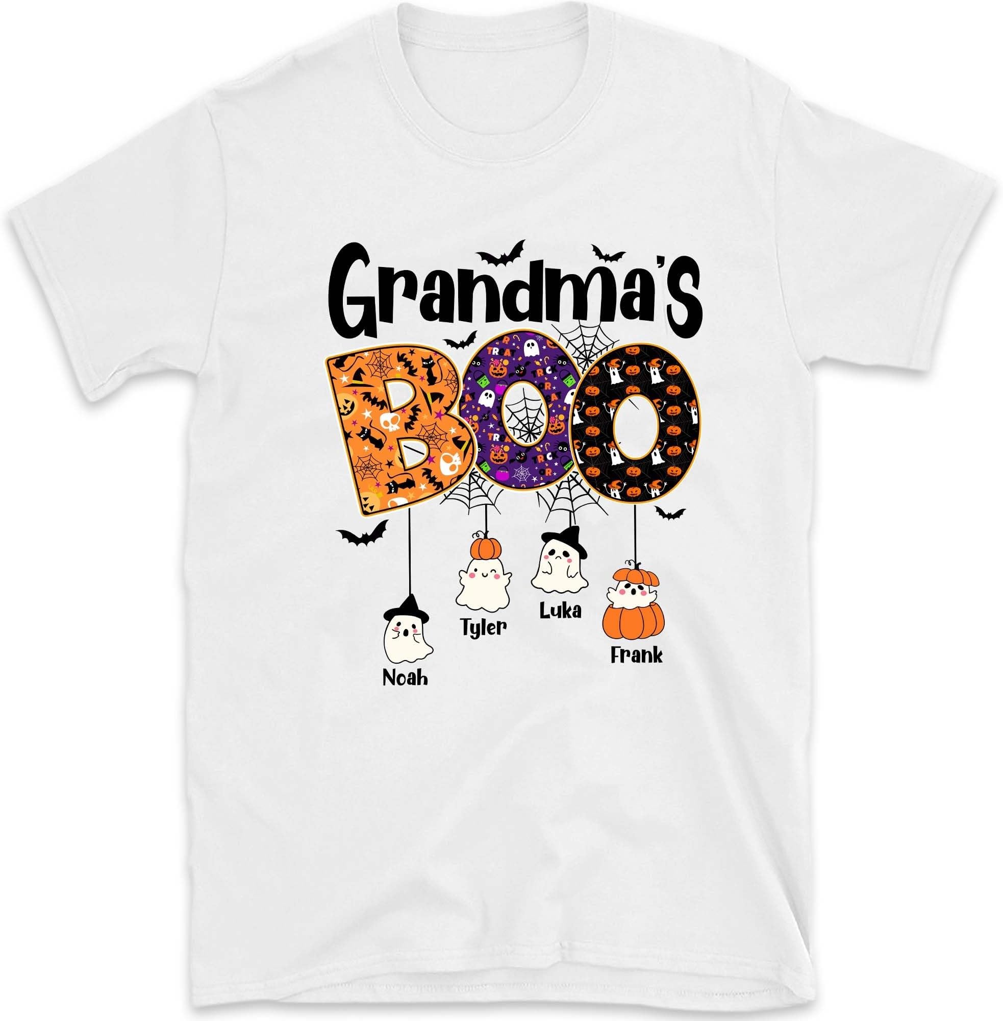 Personalized Mama 's Boo Shirt, Custom Little Boo Grandkids with Name Tshirt, Gift for Grandma Nana Mimi, Happy