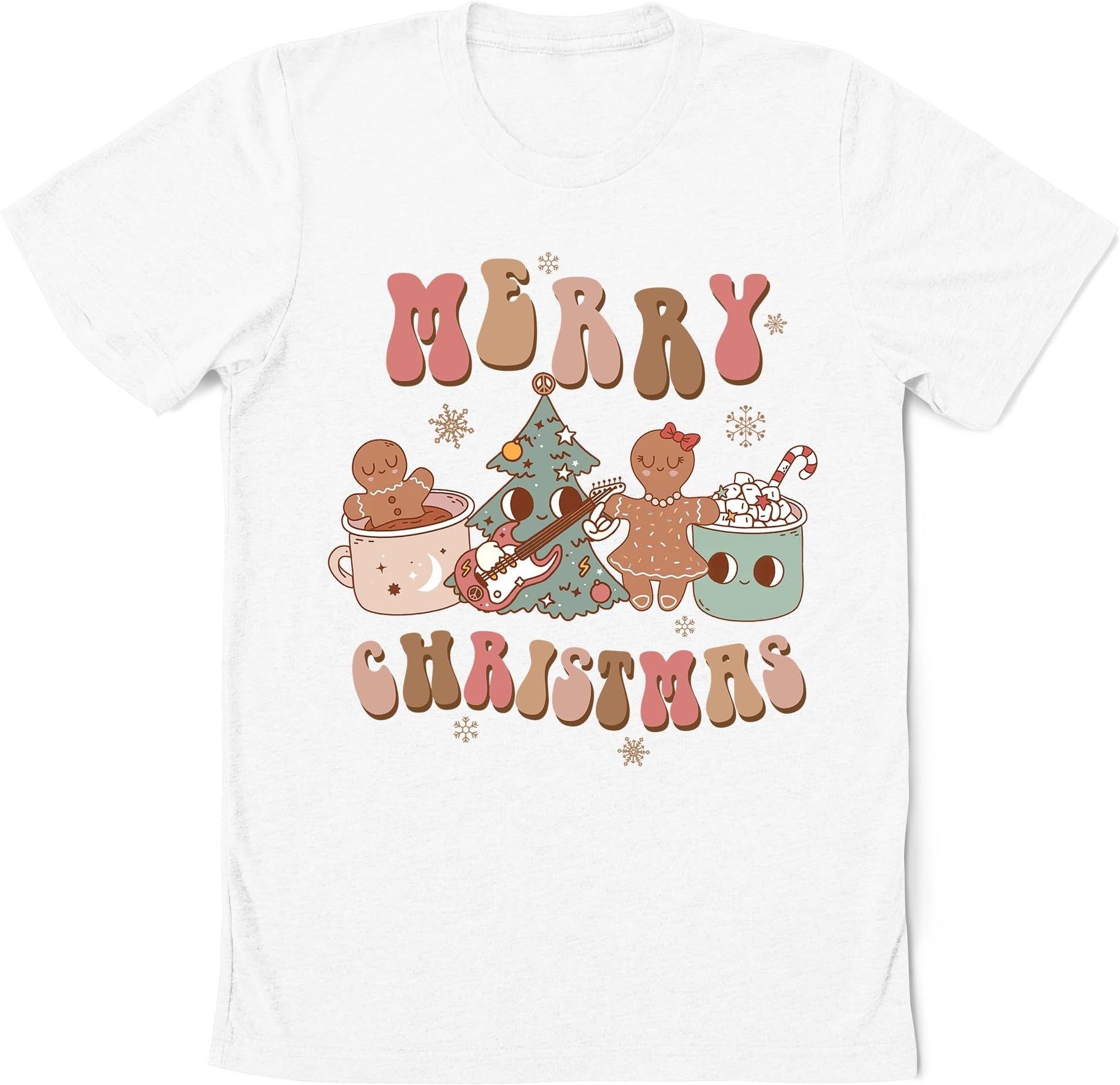 Merry Christmas Shirt, Groovy Christmas Tree Hot Coca Gingerbread Shirt, Vintage Christmas Shirt, Christmas Pajamas, Christmas Party Shirt