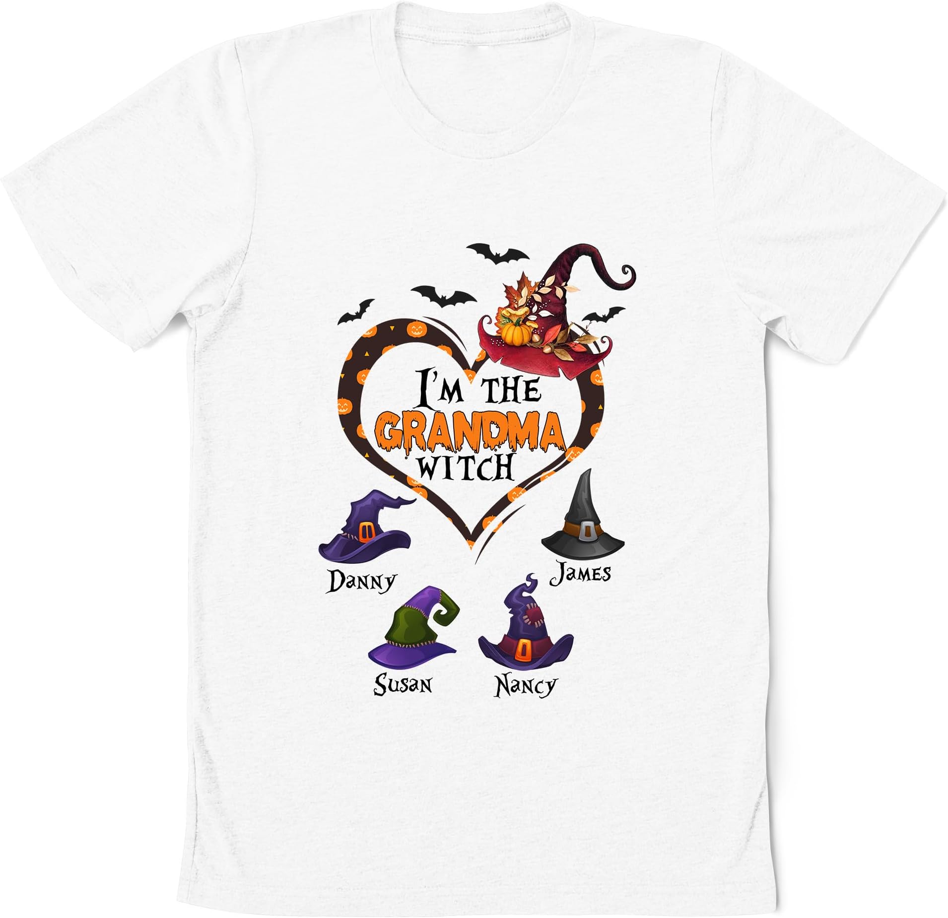 Personalized I'm The Grandma Witch Shirt, Nana Witch Sweatshirt, Custom Witch Hat Broom with Grandkids Names Tshirt, Nana's Halloween Hats