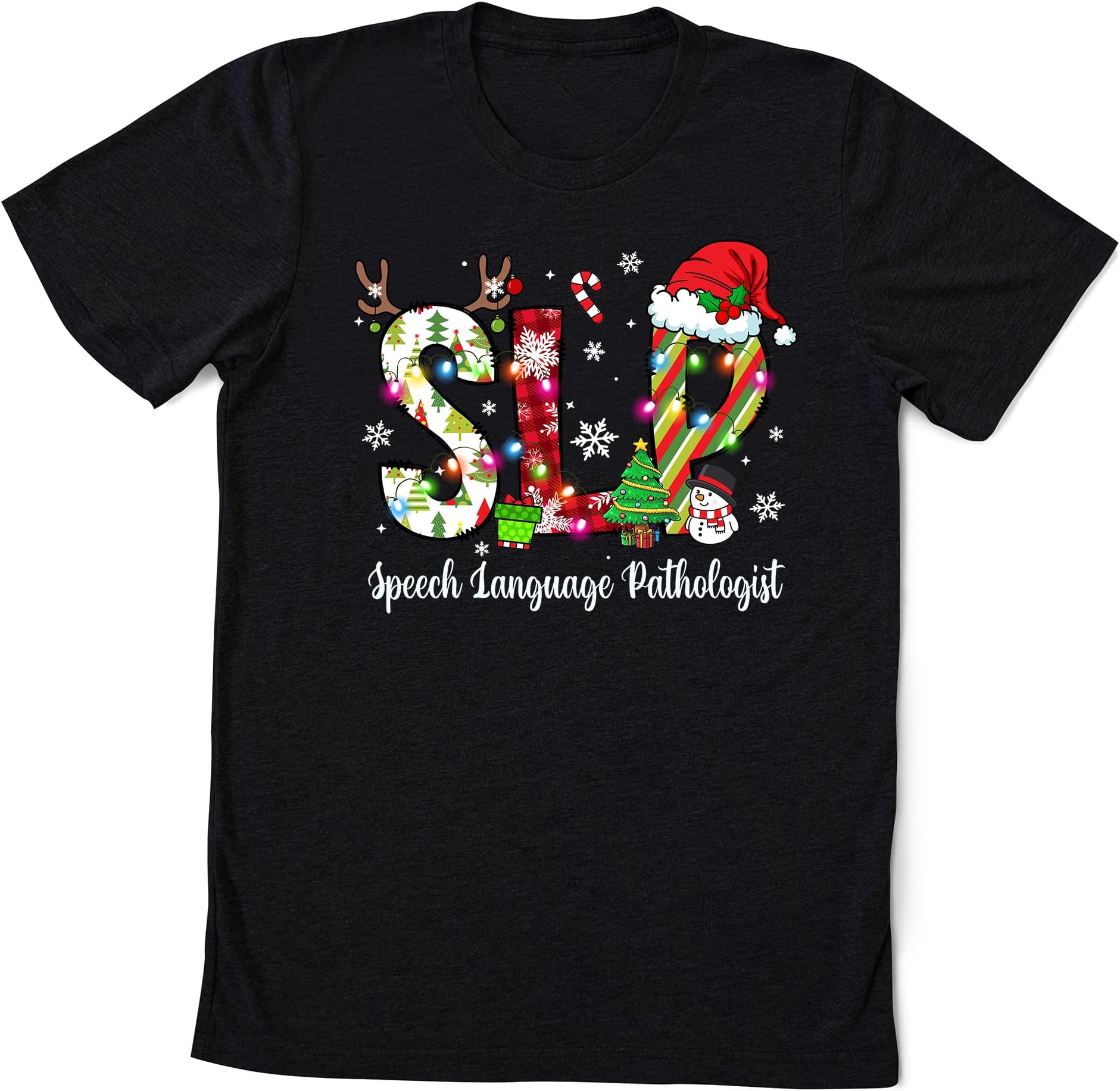 SLP Speech Language Pathologist Santa Christmas Shirt, Christmas Speech Therapy Shirt, SLP Lights Xmas Gift, Speech Pathologist