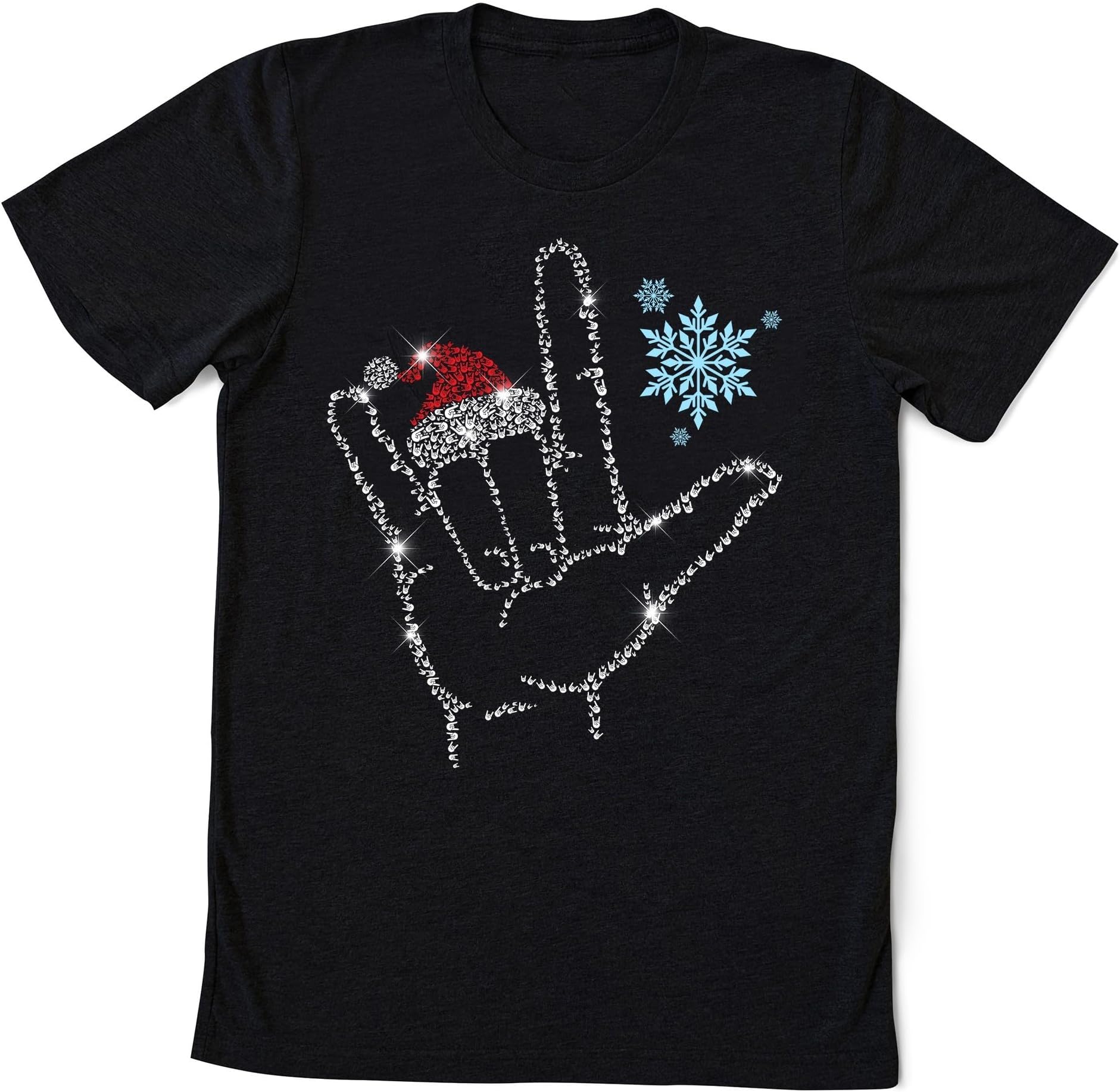 Sign Language Santa Hat T-Shirt, ASL Lights Christmas Shirt, Sign Language ASL Shirt, Christmas Sign Language Shirt, ASL