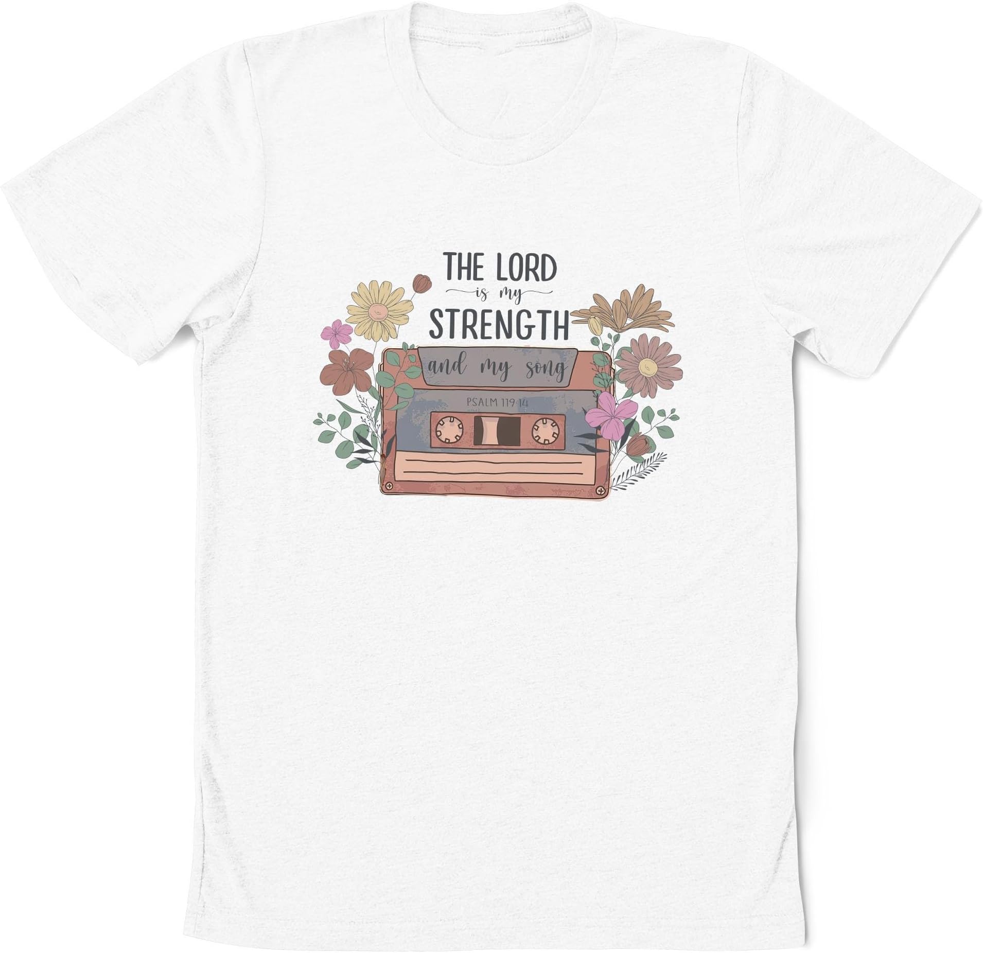 The Lord is Strength Shirt, Vintage Flowers Mixtape Shirt, Retro Cassette Shirt, Bible Verse Shirt, Christian Gift