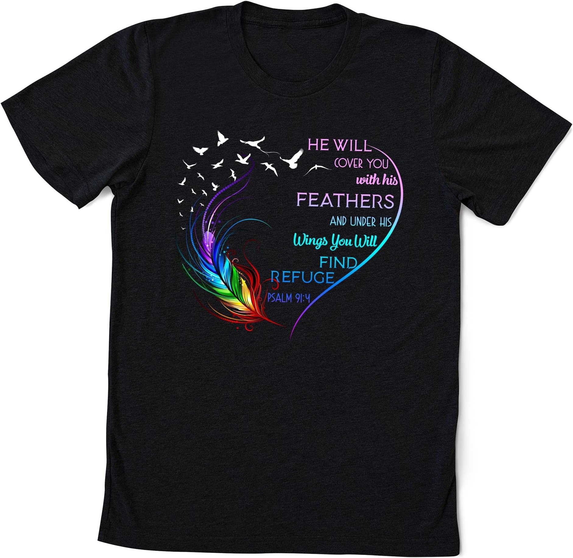 He Will Cover You with His Feathers Bible Verse Shirt, Christian Graphic Shirt, Jesus Shirt, Bible Shirt, Christian Gift Shirt