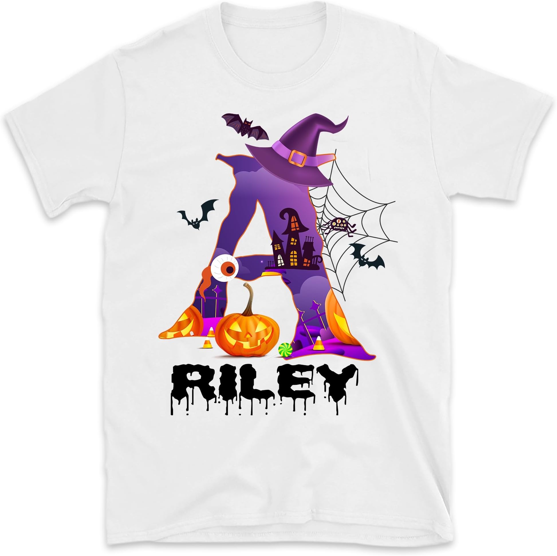 Personalized Halloween Name Shirt, Custom Alphabet Name Shirt, Halloween Doodle Letters, Custom Halloween Toddler Kid Shirt, Halloween Costumes 1