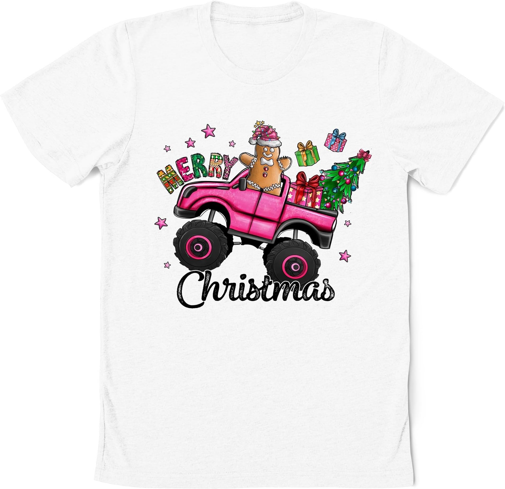 Merry Christmas Cookie Monster Truck Shirt, Pink Christmas Shirt, Christmas Kids Shirt, Girls Christmas Tee, Christmas Party Gift Shirt