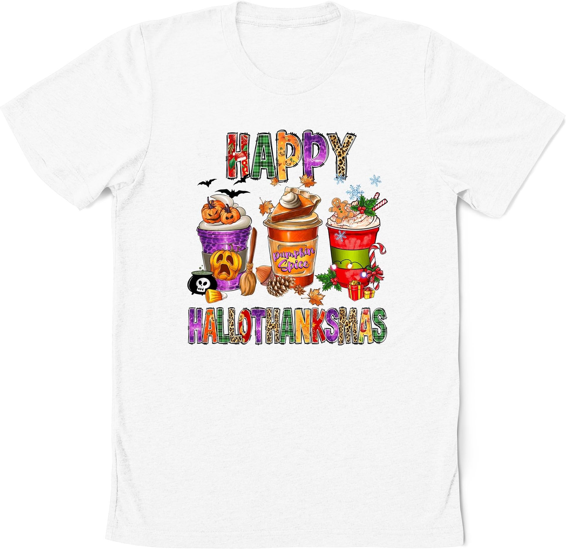 Happy Hallowthanksmas Coffee Sweatshirt, Coffee Halloween Thanksgiving Christmas, Coffee Pumpkin Spice Iced, Coffee Hallothanksmas Shirt