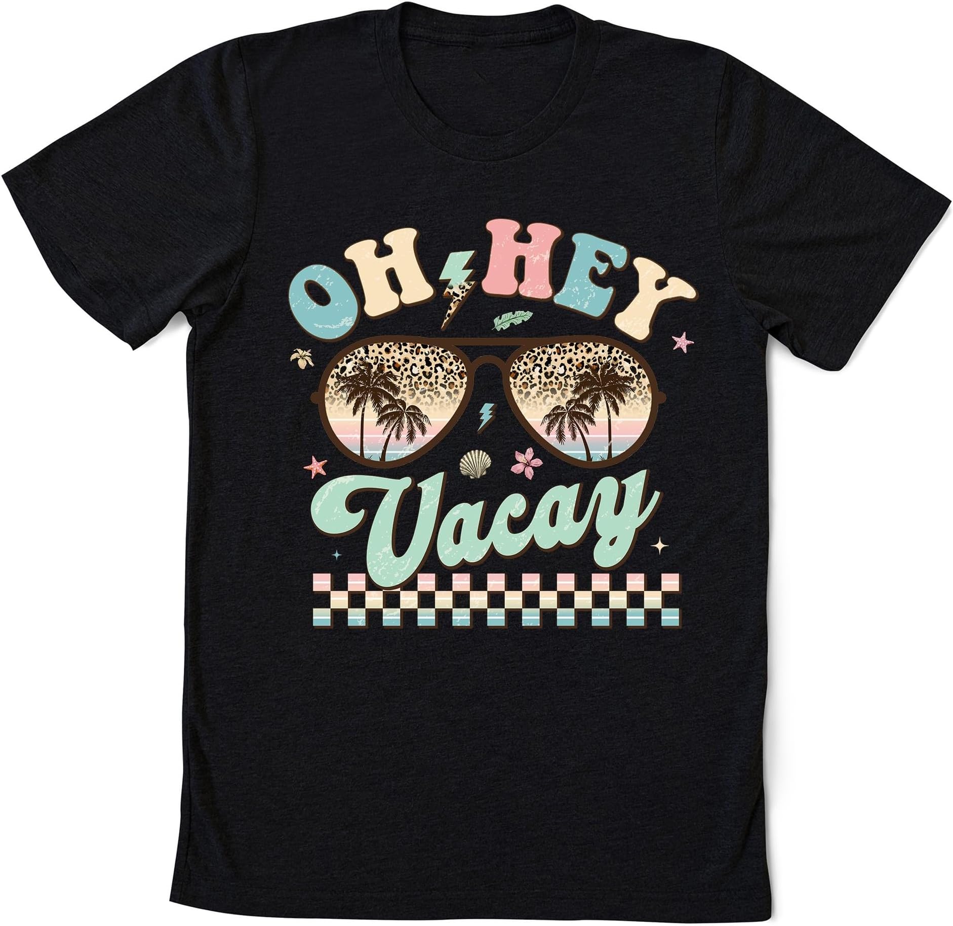 Oh Hey Vacay Shirt, Retro Checkered Summer Shirt, Groovy Summer Shirt, Summer Vibes Shirt, Summer Vaction Shirt, Summer Holiday Trip Shirt