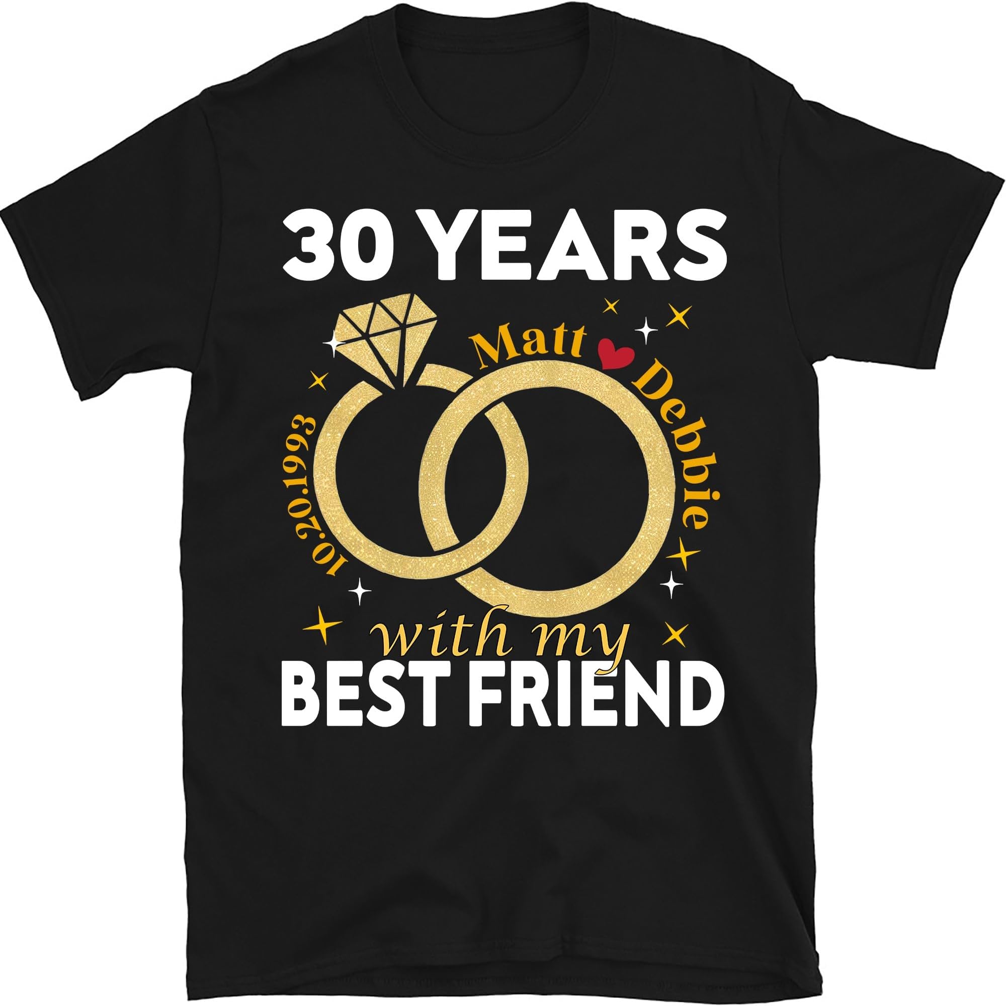 Personalized 30 Years with My Best Friend Shirt, Custom 30th Shirt, Couples Anniversary Matching Shirts, Marriage Gift, Wedding Ring, His and Hers Matching